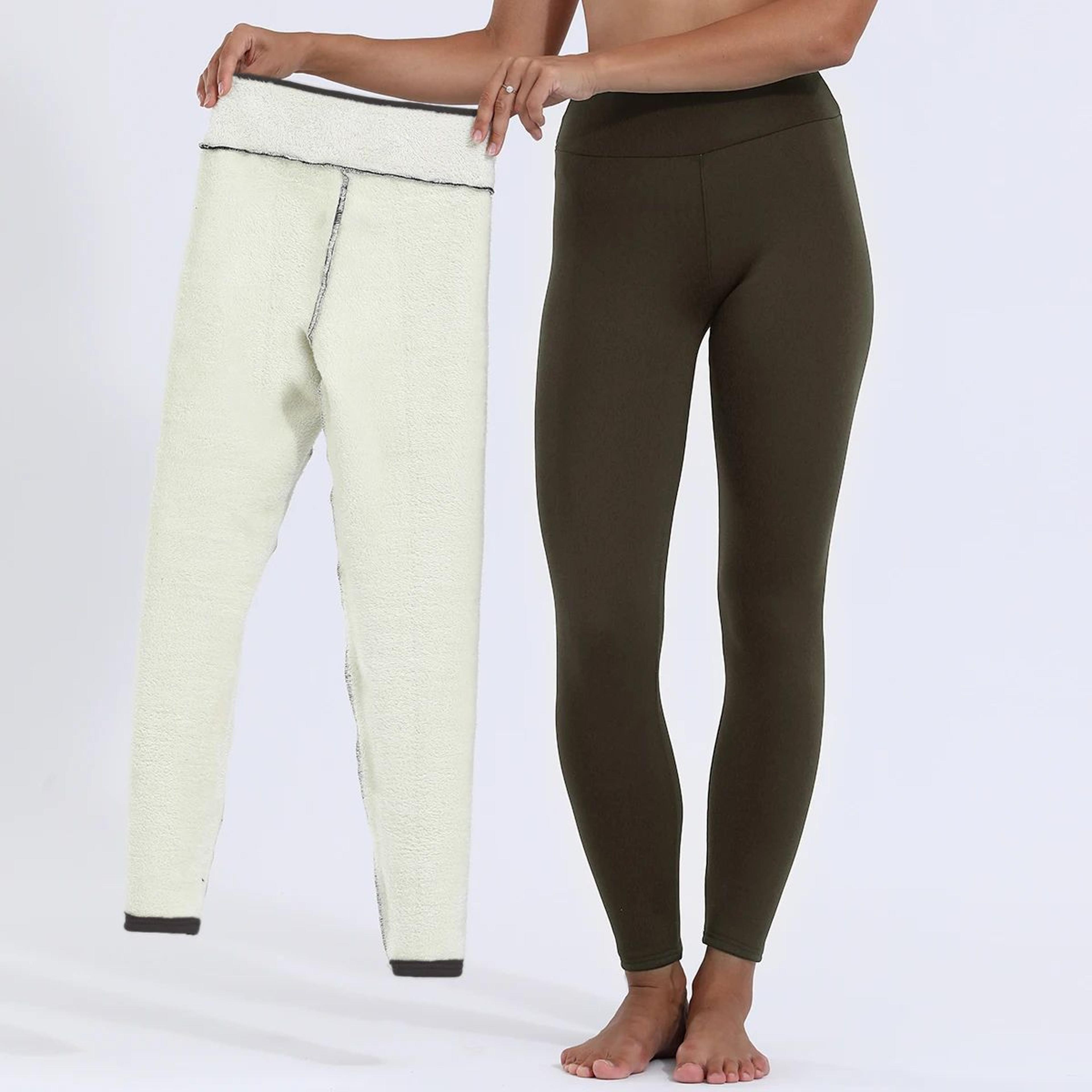 women's high-waist plus velvet thermal leggings – thick stretch warm winter pants