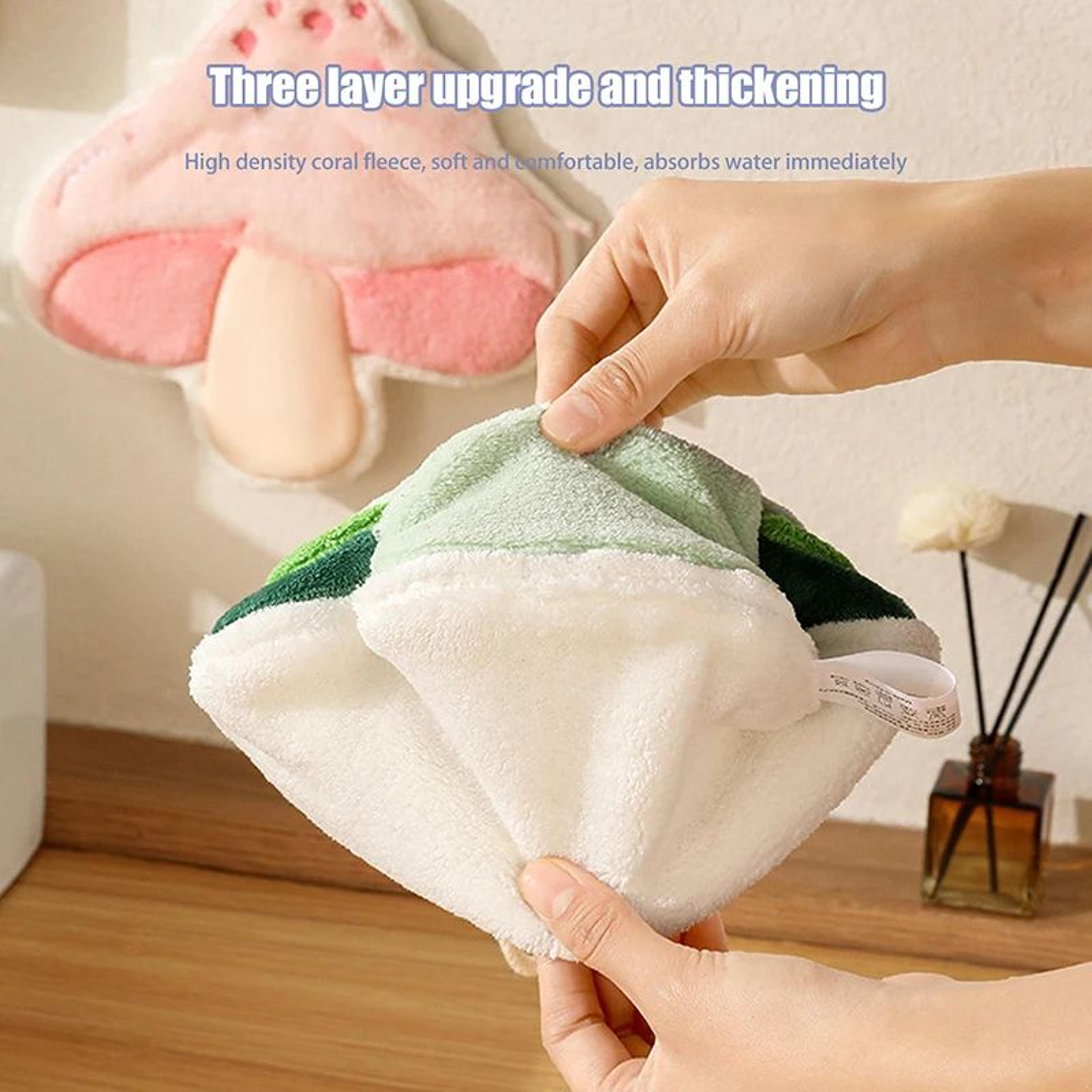 WOOW Cartoon Vegetable Hand Towel  Coral Velvet Absorbent Hanging Kitchen  Bathroom Wipe Cloth 3