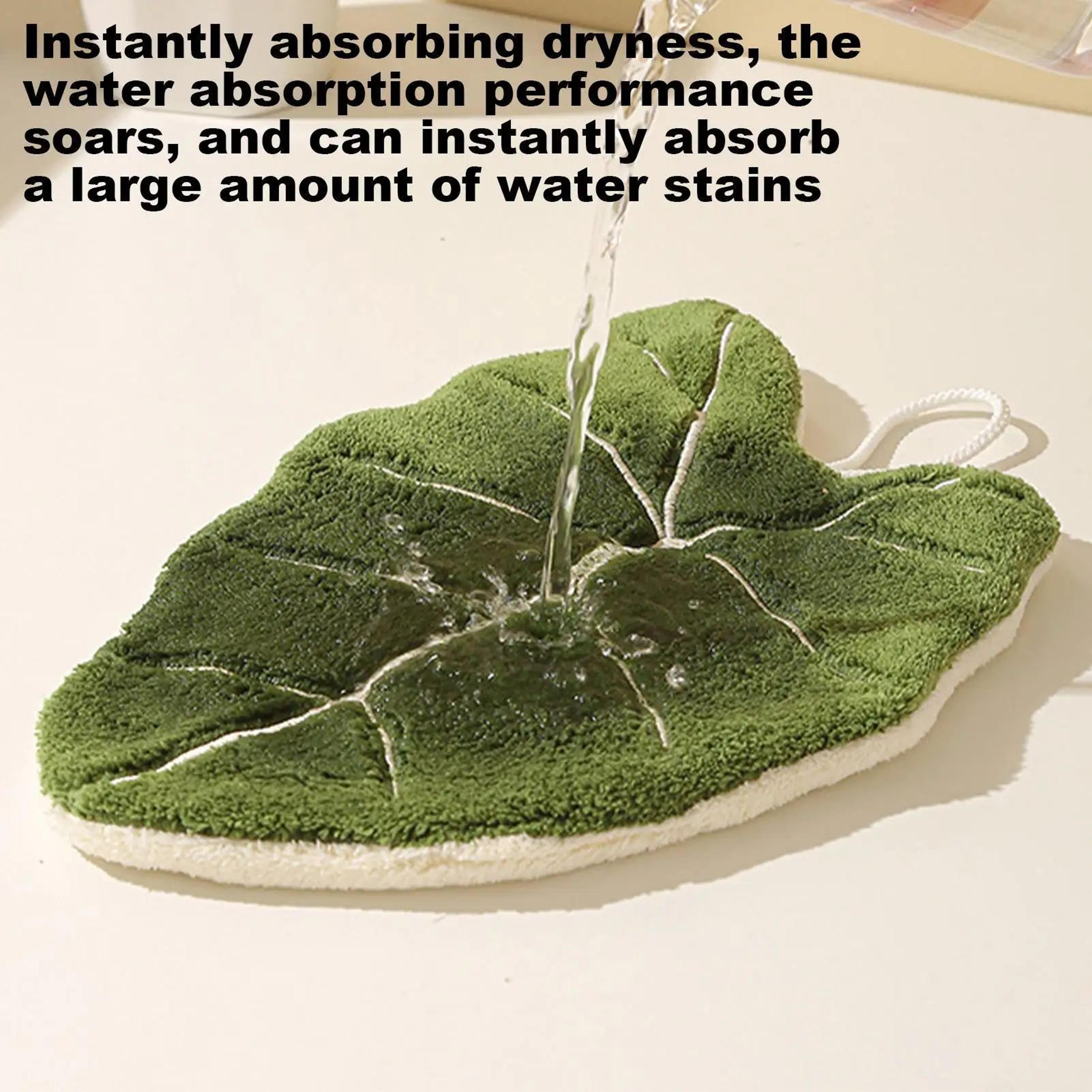 LeafShaped Coral Velvet Hand Towels  Absorbent Hanging Kitchen  Bathroom Decorative Cloth 1