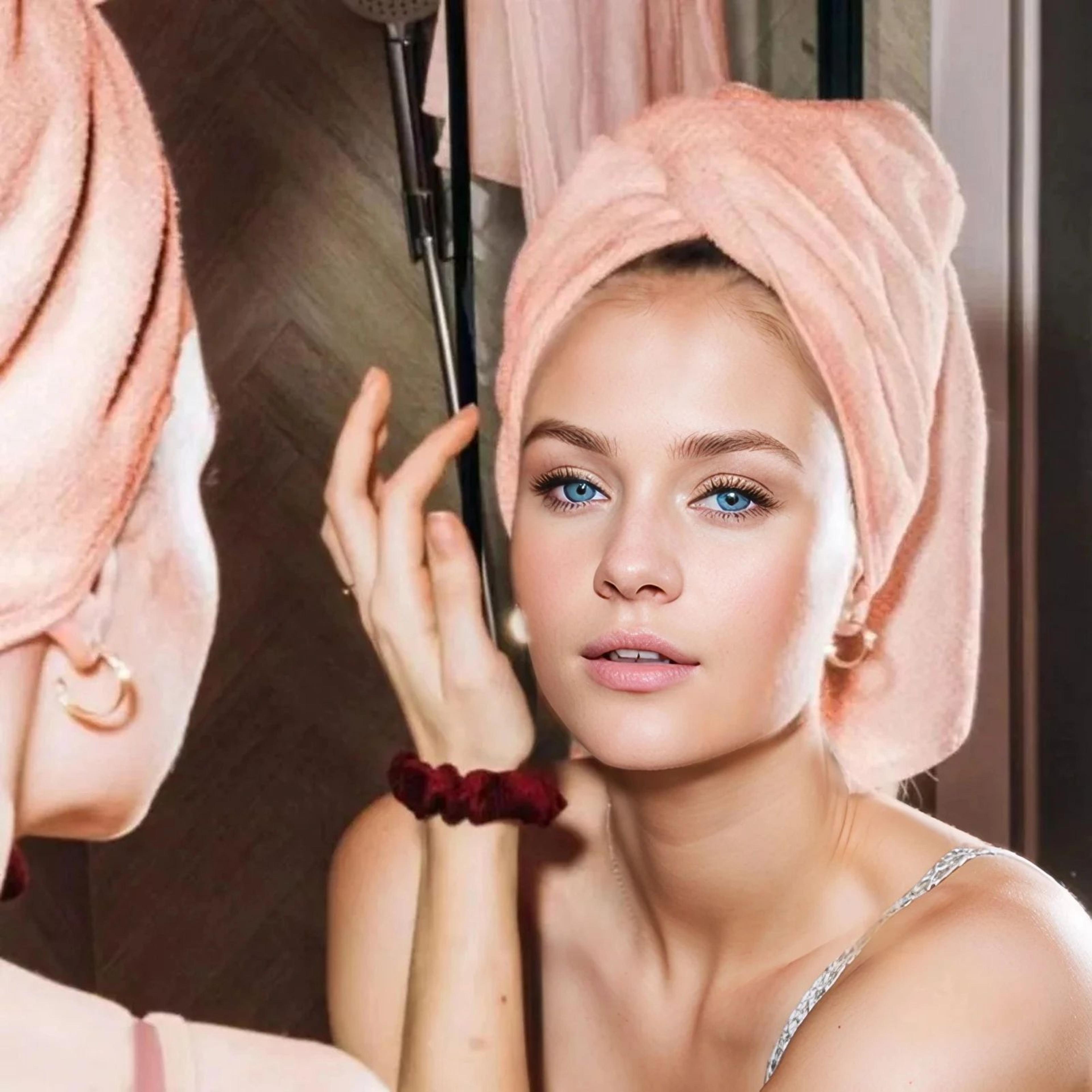 Large Microfiber Hair Towel Wrap  Ultra Soft QuickDry AntiFrizz Hair Turban With Elastic Loop 2