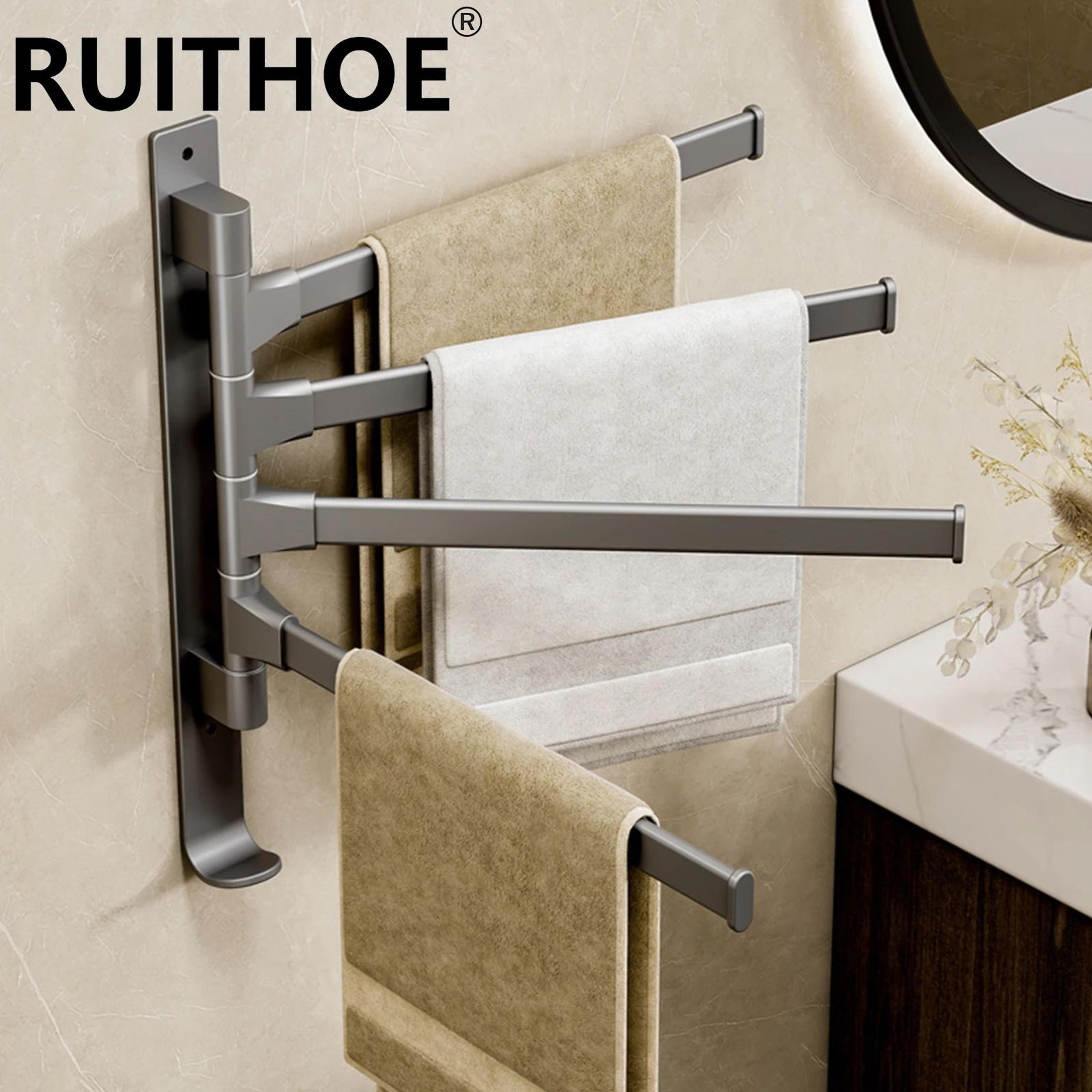 360° rotating aluminum towel rack wall mounted space-saving multi-bar towel holder