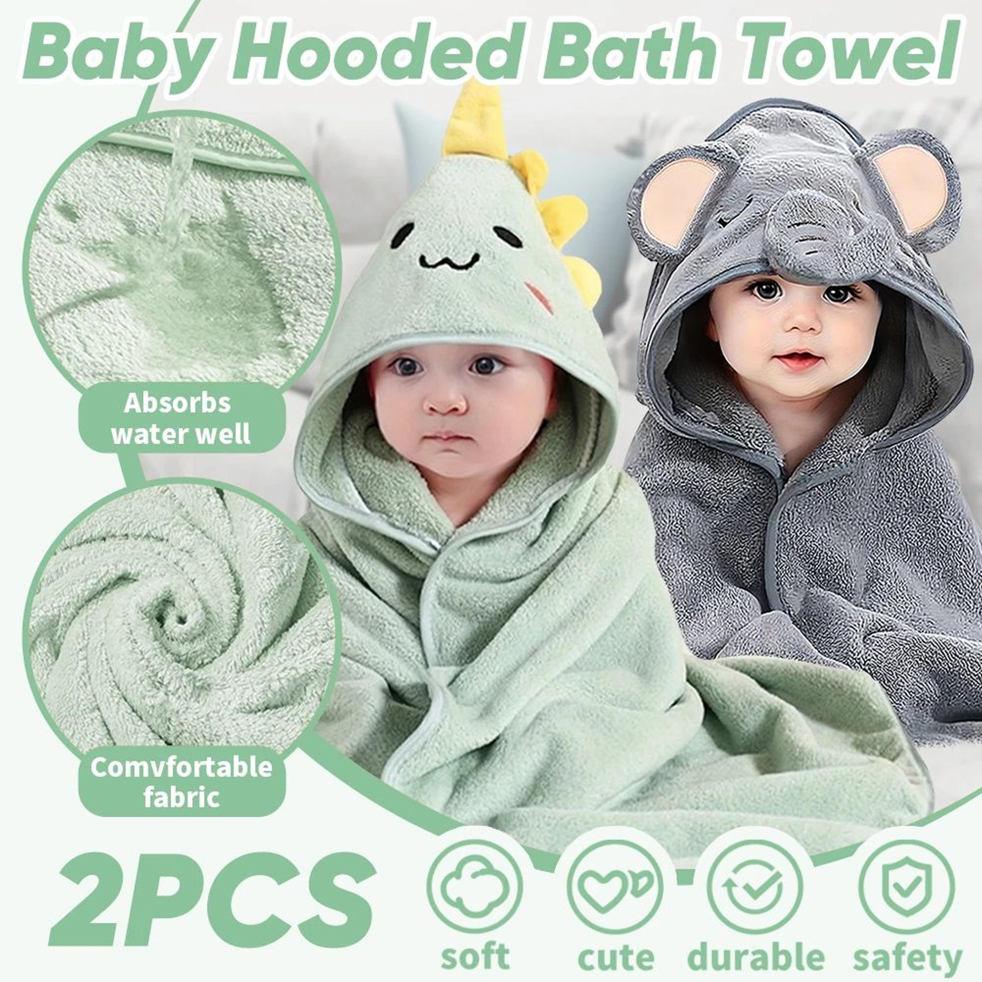 2pcs Hooded Baby Towel Set Soft Absorbent Cotton Baby Bath Towels For Newborns  Toddlers 315x315 In 6