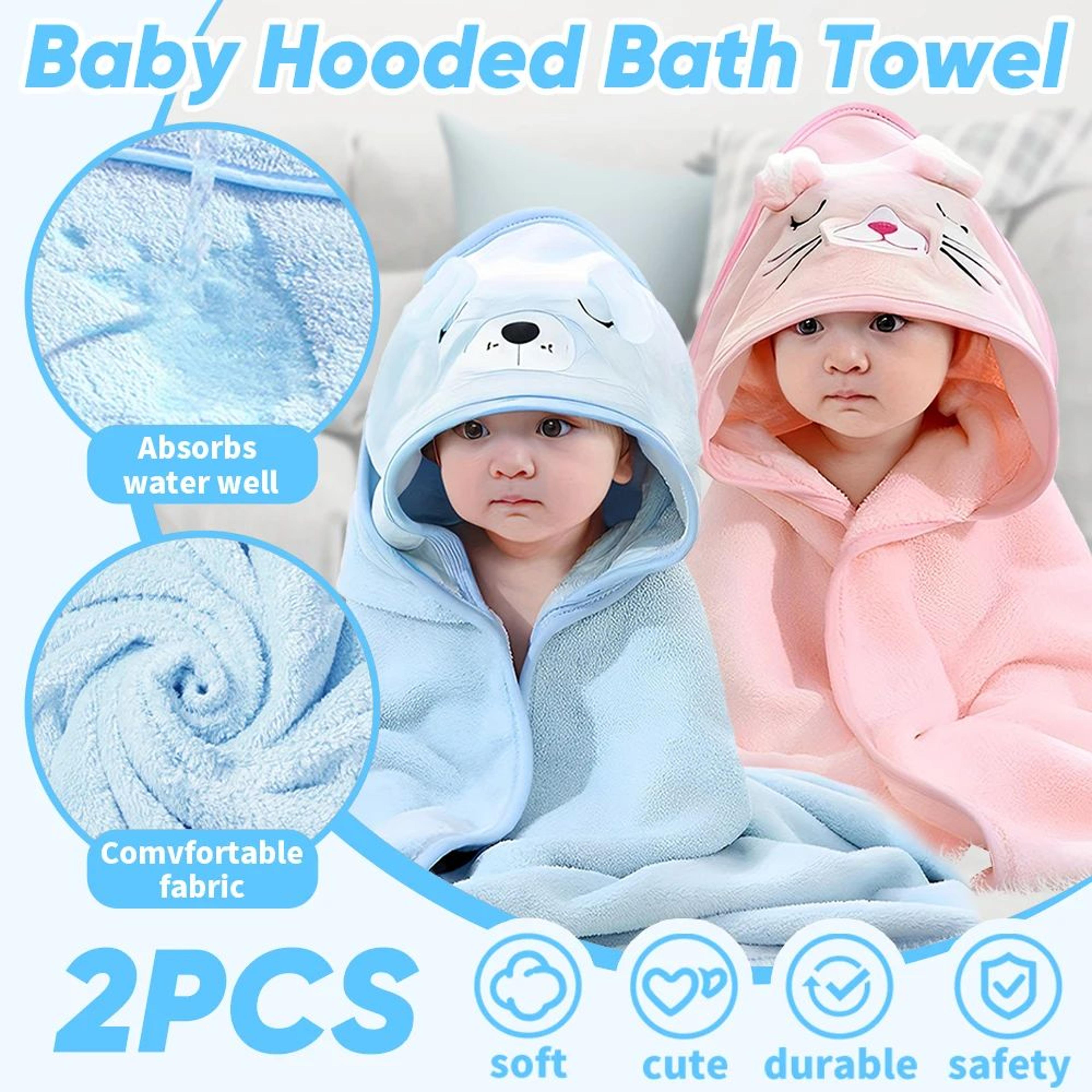 2pcs Hooded Baby Towel Set Soft Absorbent Cotton Baby Bath Towels For Newborns  Toddlers 315x315 In 7