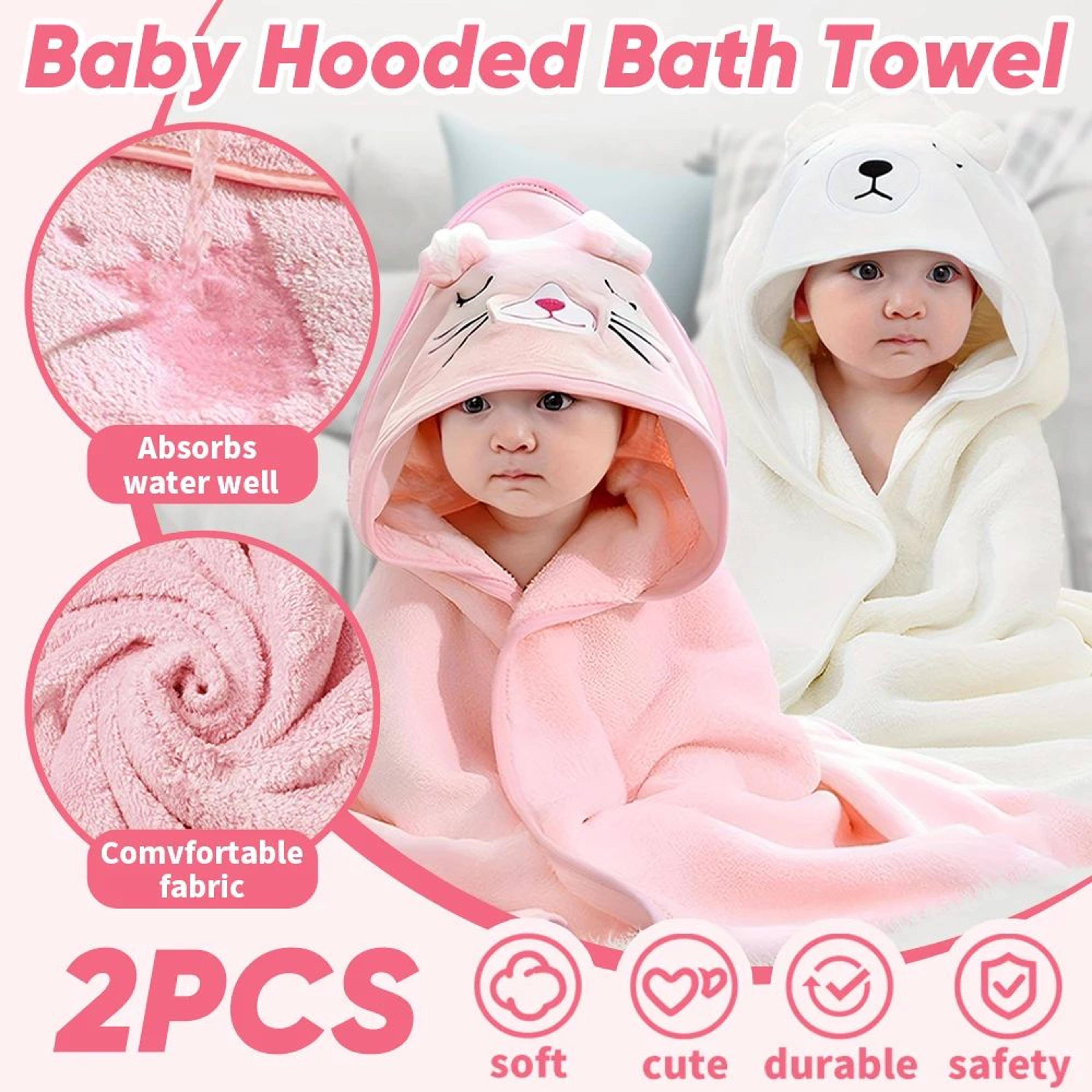 2pcs Hooded Baby Towel Set Soft Absorbent Cotton Baby Bath Towels For Newborns  Toddlers 315x315 In 8