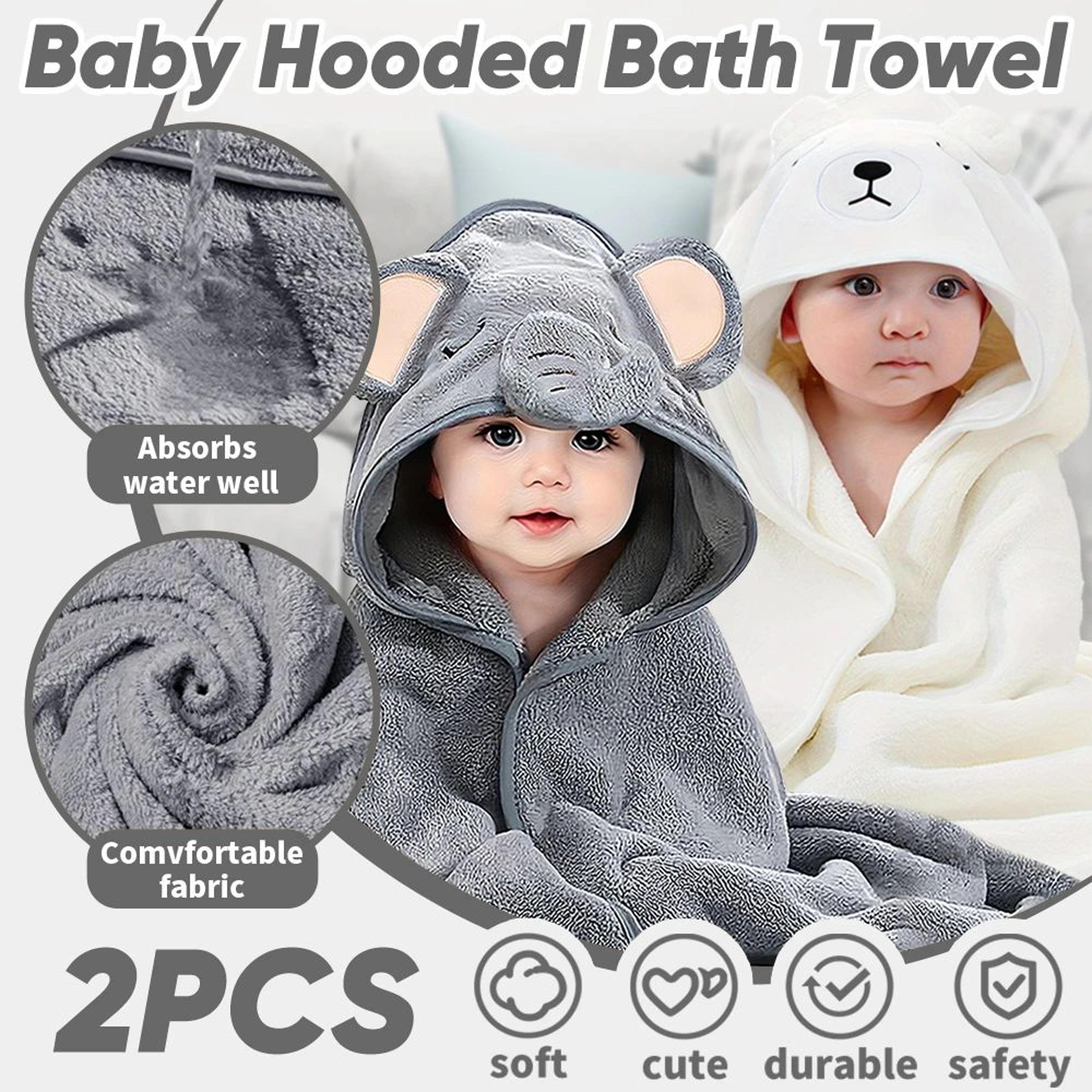 2pcs Hooded Baby Towel Set Soft Absorbent Cotton Baby Bath Towels For Newborns  Toddlers 315x315 In 9