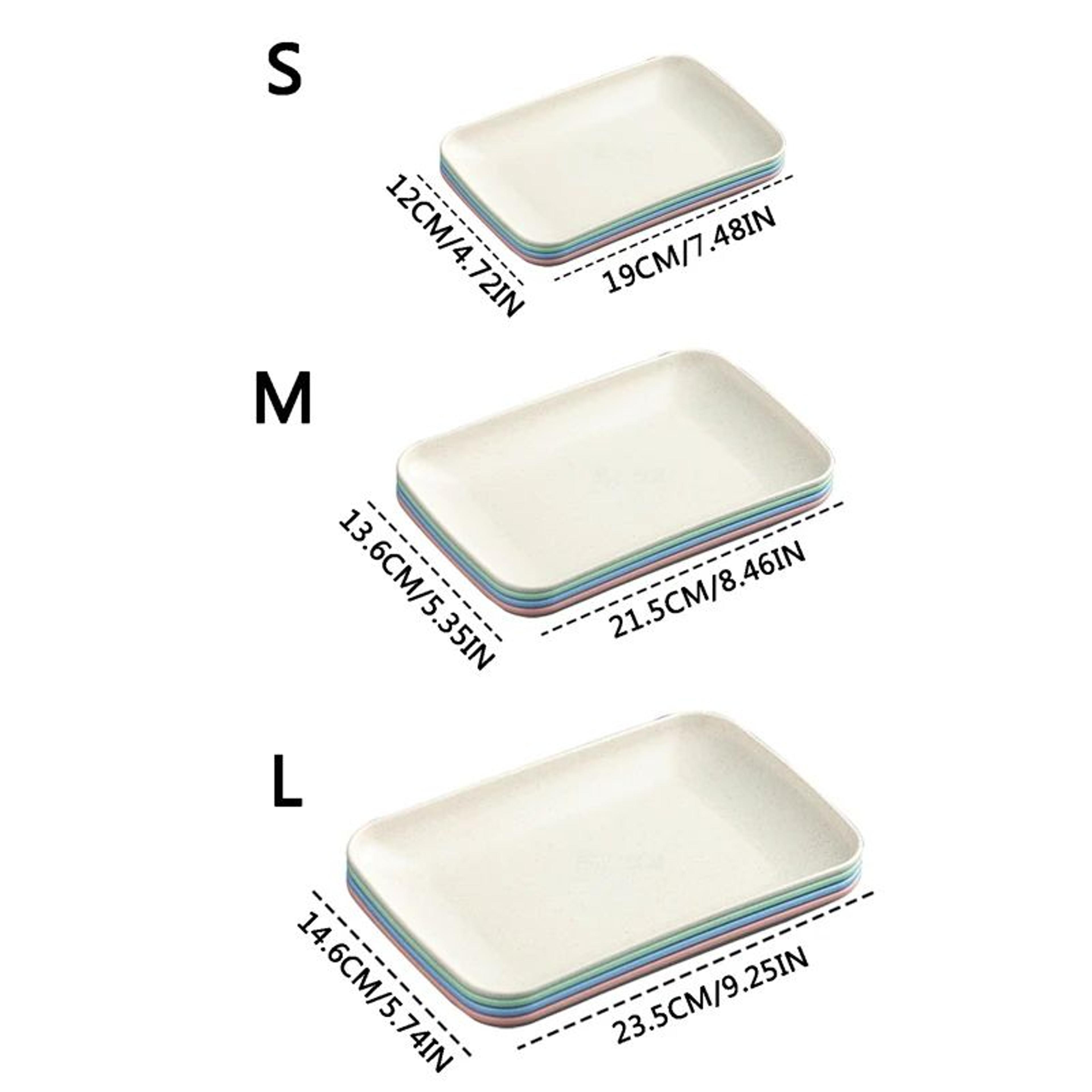 4Piece Wheat Straw Rectangle Plates Set  EcoFriendly Reusable Dessert  Salad Plates Microwave Safe 5