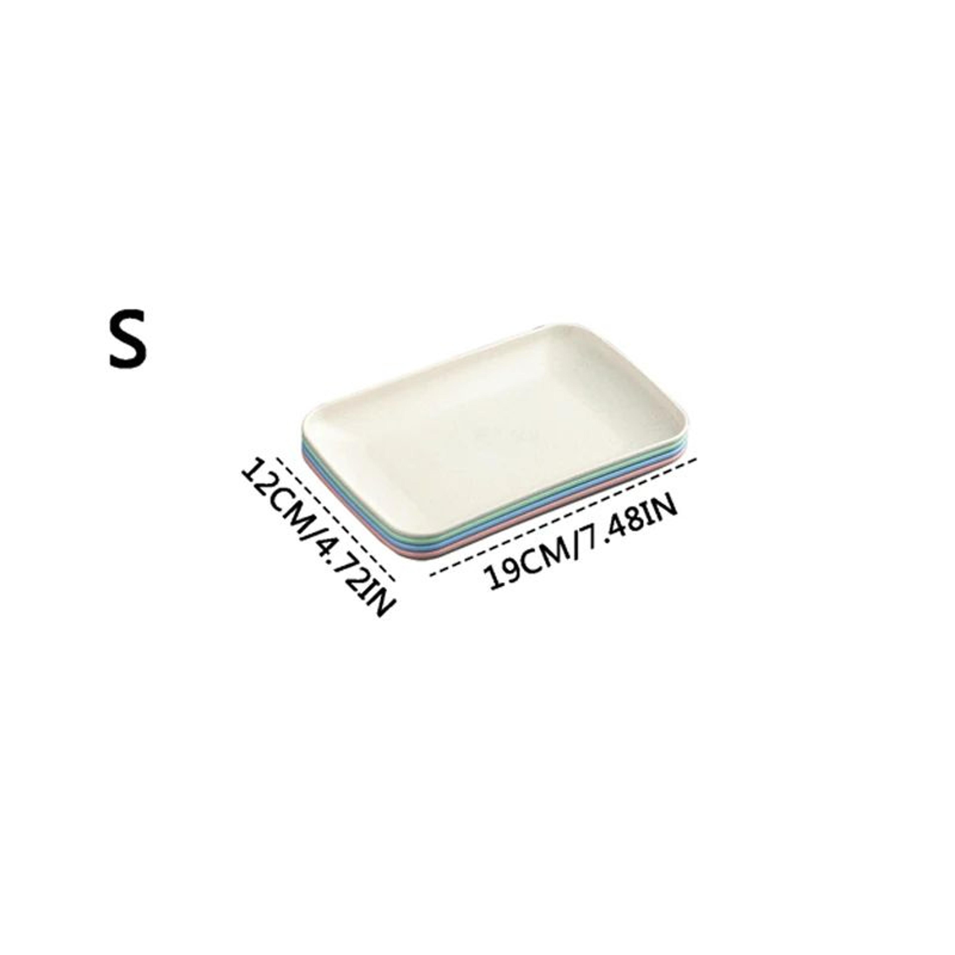4Piece Wheat Straw Rectangle Plates Set  EcoFriendly Reusable Dessert  Salad Plates Microwave Safe 6