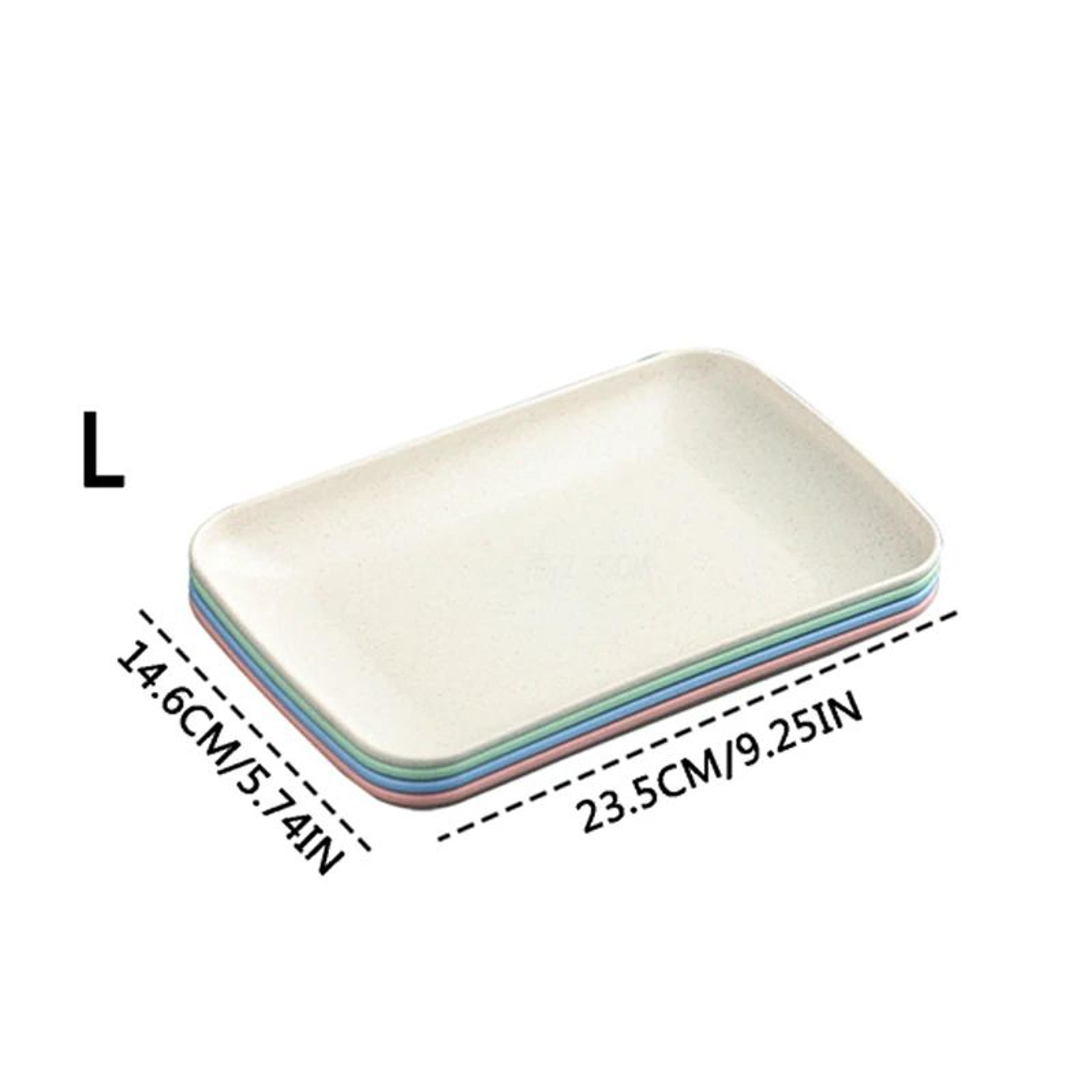 4Piece Wheat Straw Rectangle Plates Set  EcoFriendly Reusable Dessert  Salad Plates Microwave Safe 8
