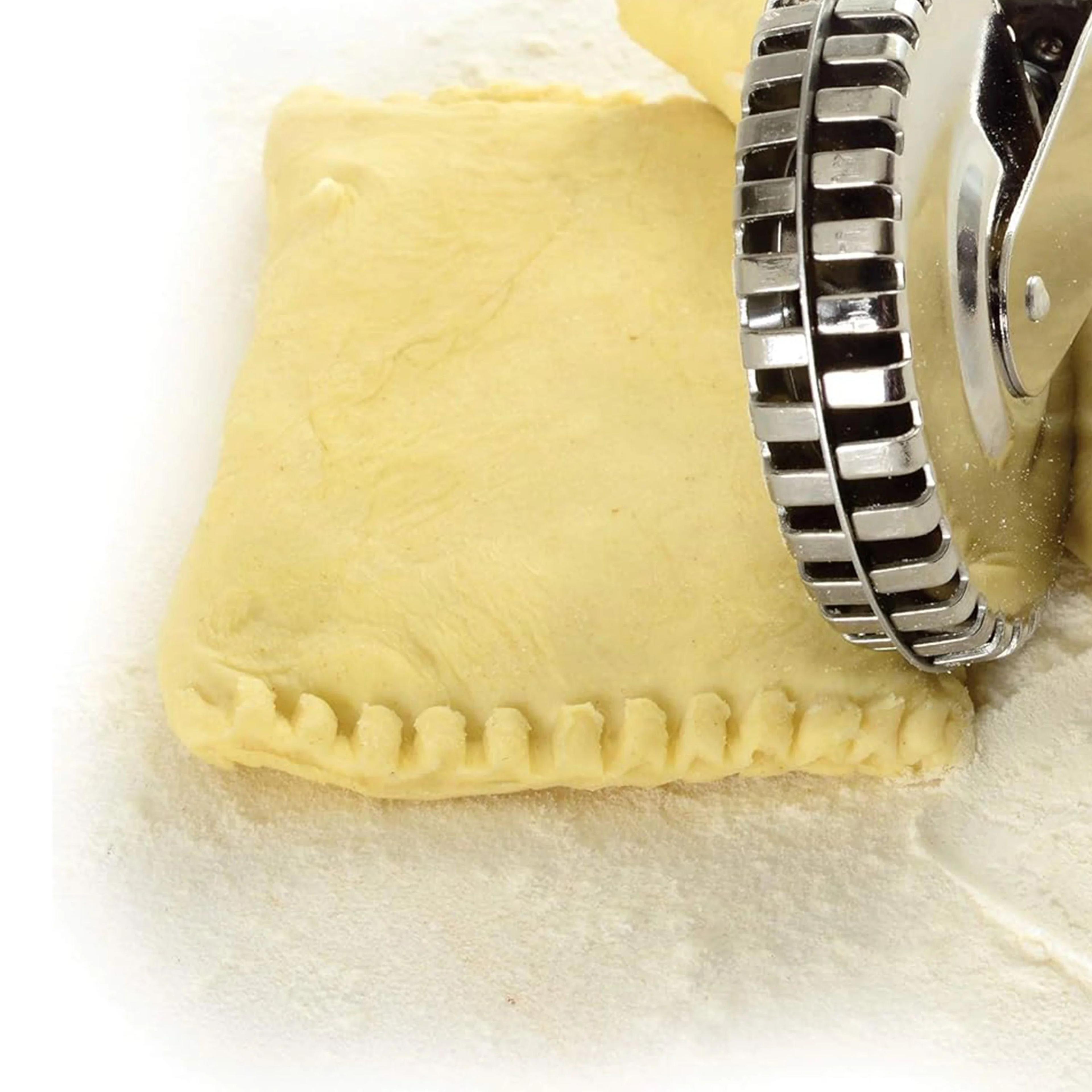 Stainless Steel Pastry Roller Cutter  DoubleSided Embossing  Edge Sealing DumplingPie Tool 1