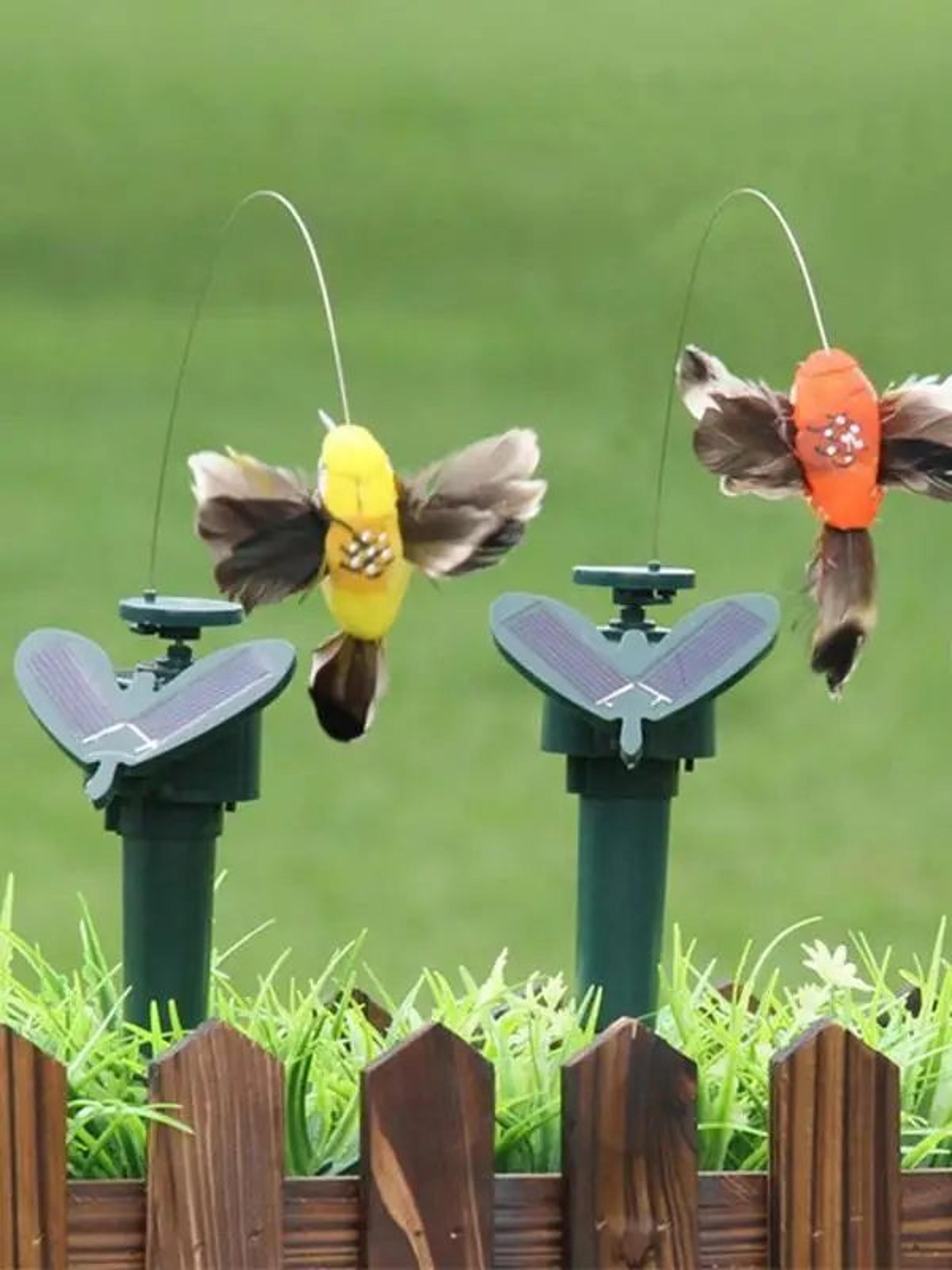 Solar Powered Flying Hummingbird Garden Stake  Rotating Fluttering Bird Decor With Battery Backup 1