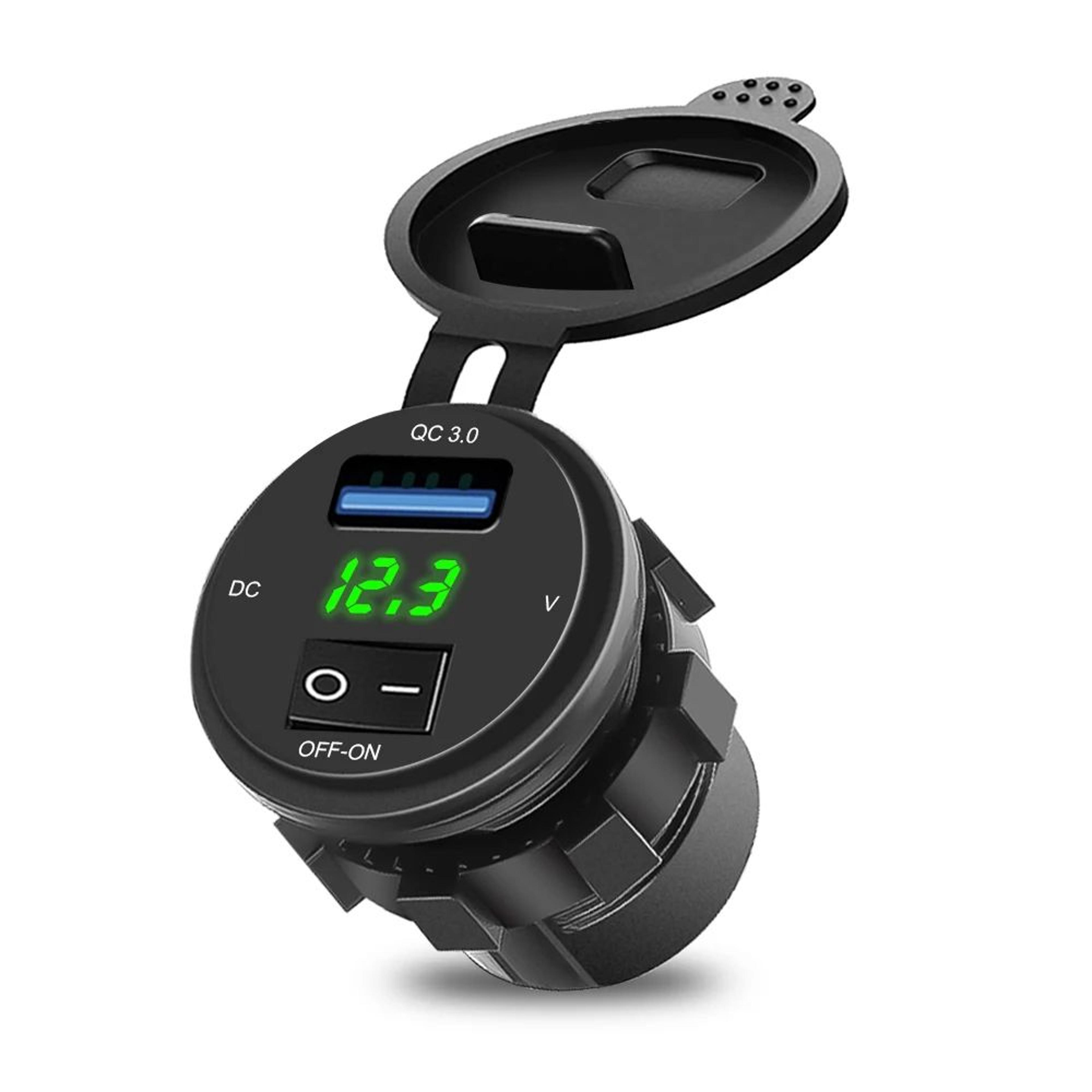 QC30 Dual USB Car Charger Socket With Voltmeter  Waterproof Fast Charging 12V 24V Power Outlet 6