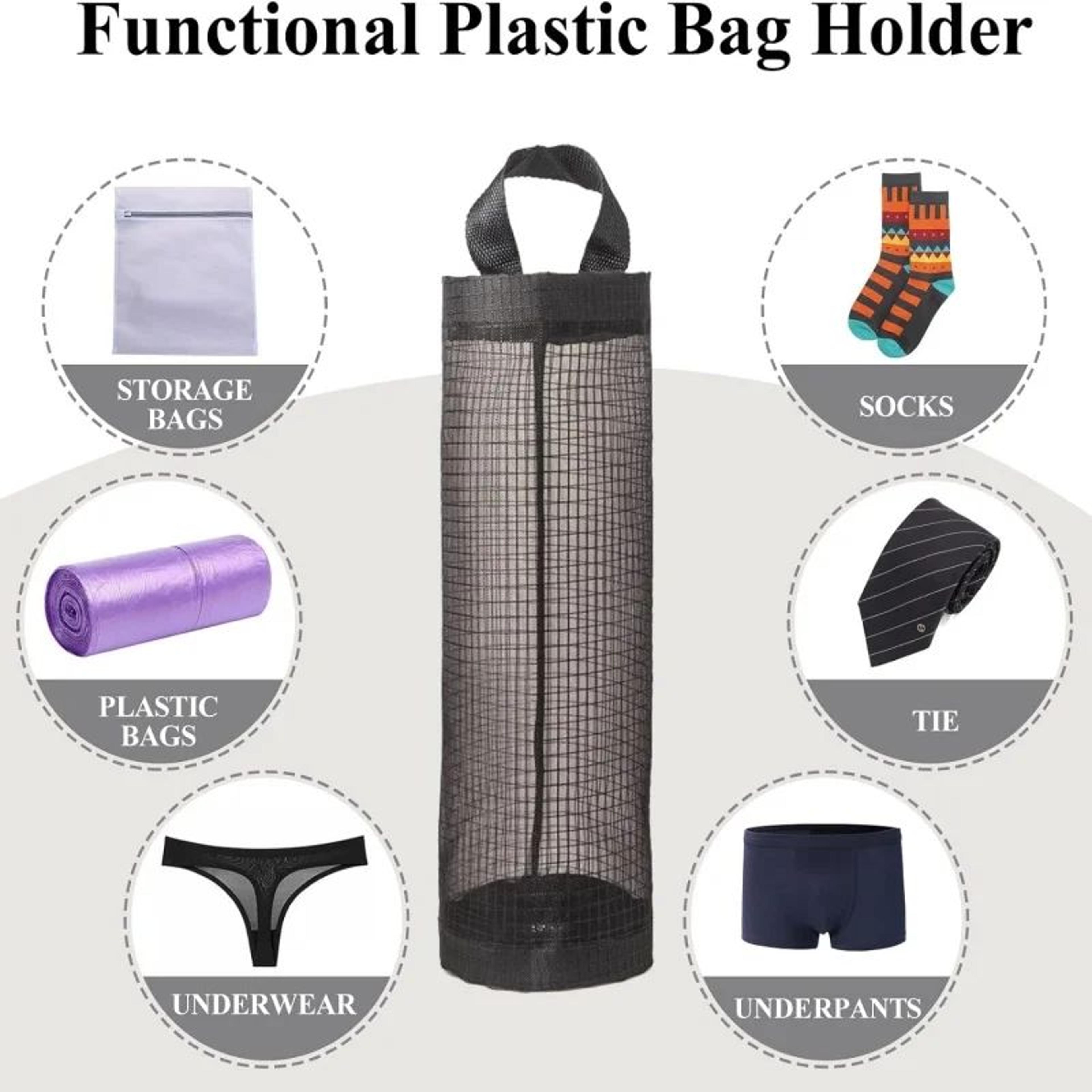 5pcs Hanging Plastic Bag Holder  Mesh Grocery Bag Organizer  Kitchen Trash Bag Dispenser 4