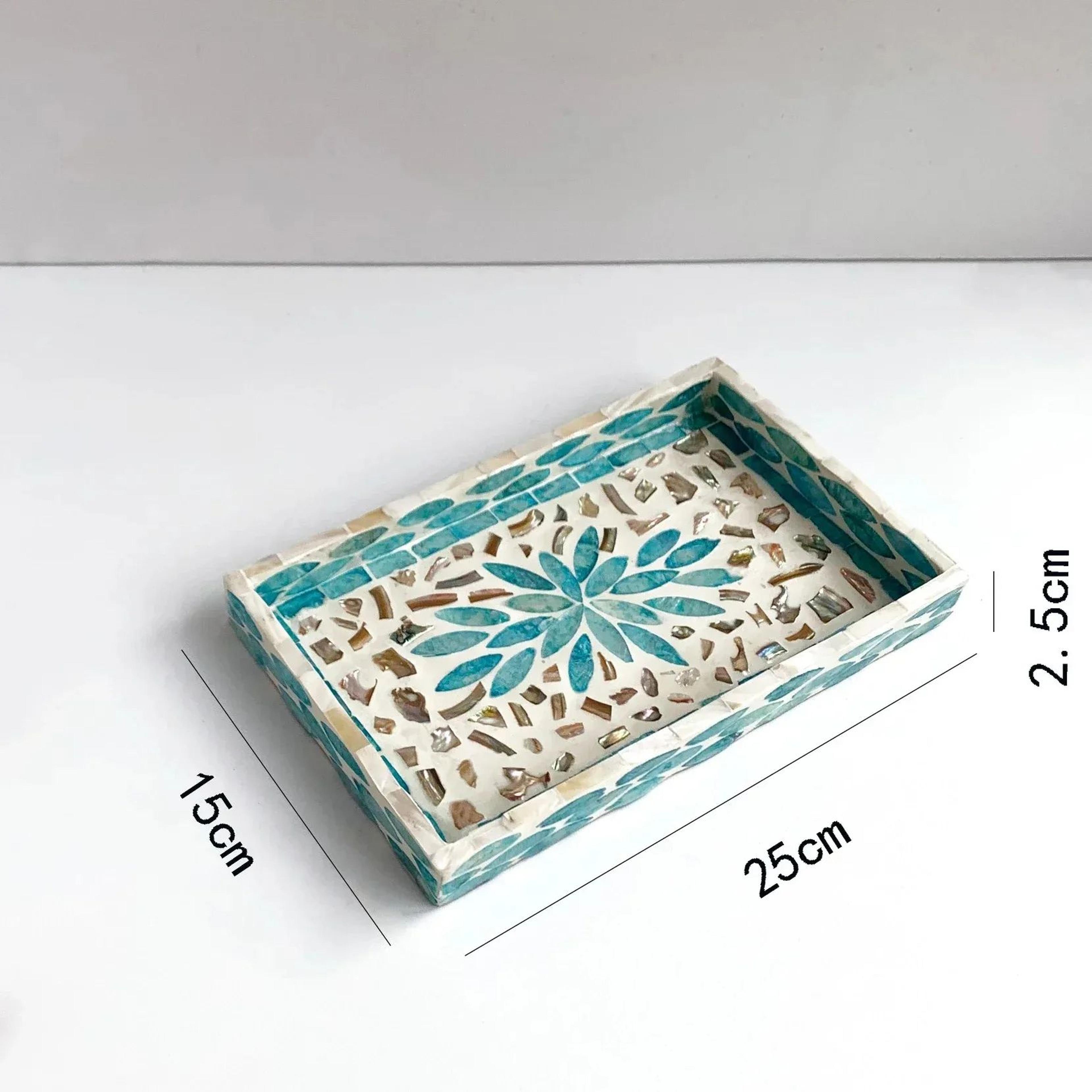 Handmade Colorful Shell Decorative Tray Rectangular Vanity Organizer  Jewelry Storage Board 9