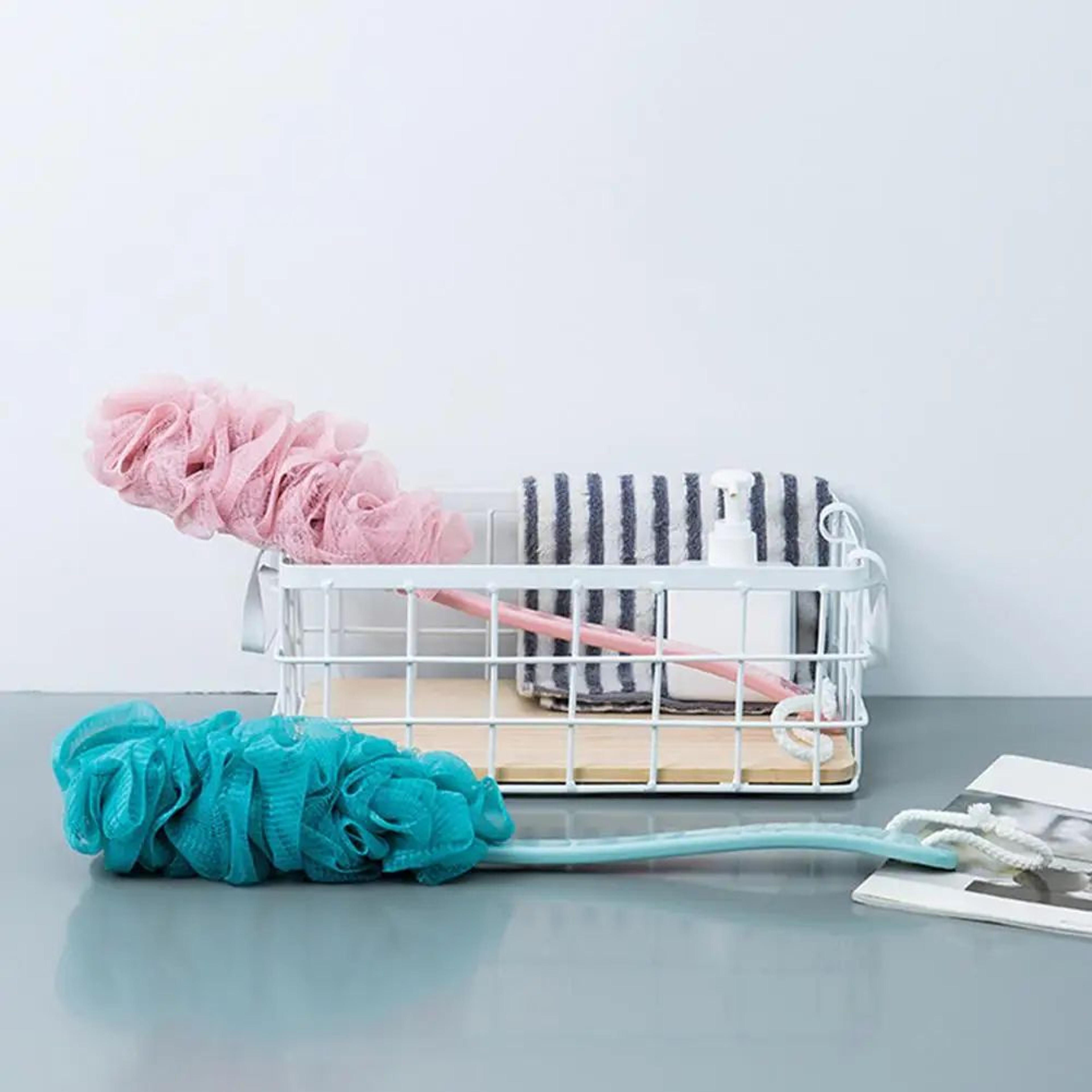 Long Handle Mesh Loofah Bath Brush  Shower Body Scrubber With Soft Bubble Exfoliating Cleaner 3