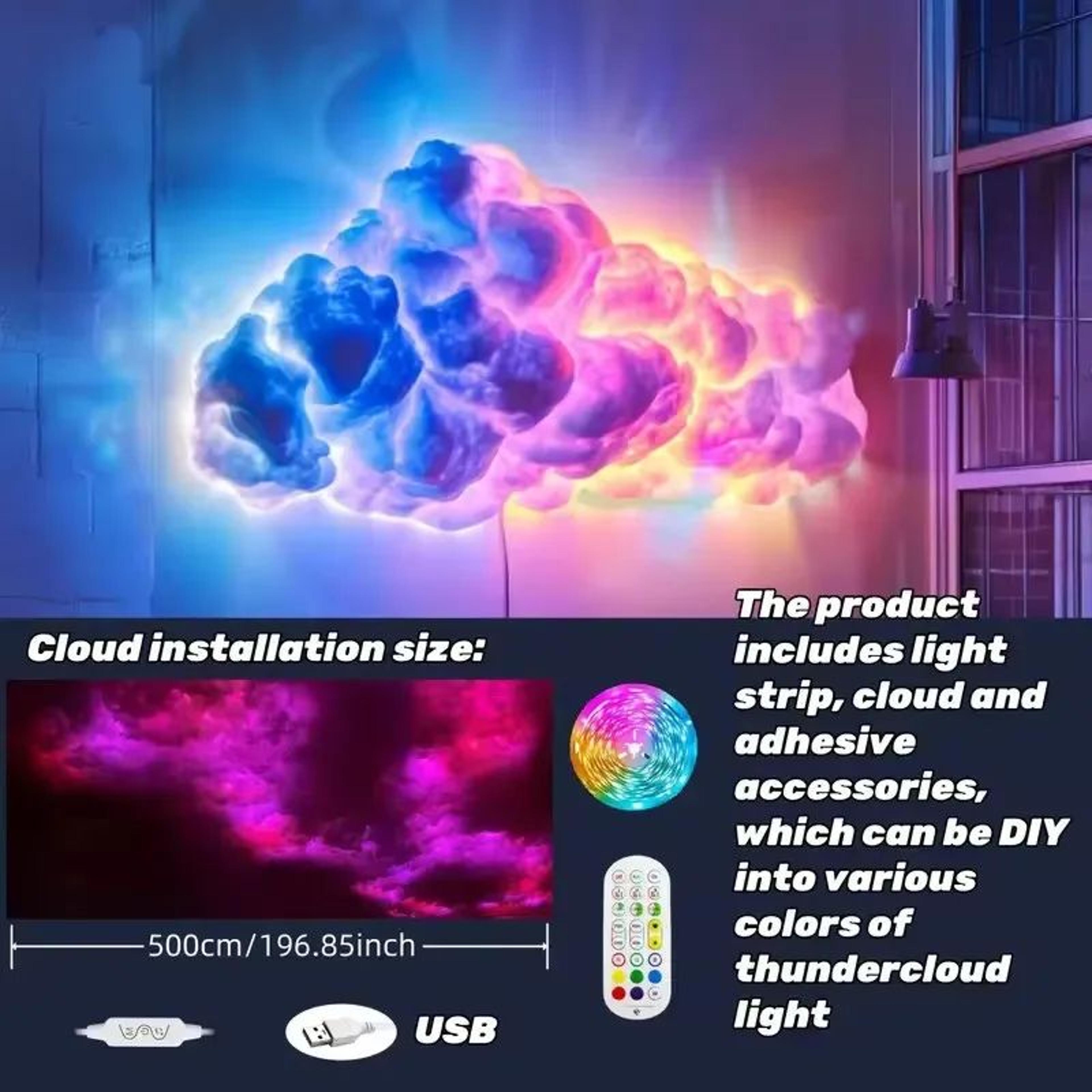 DIY RGBIC Thundercloud LED Strip Ceiling Light With App  Music Sync Remote 5