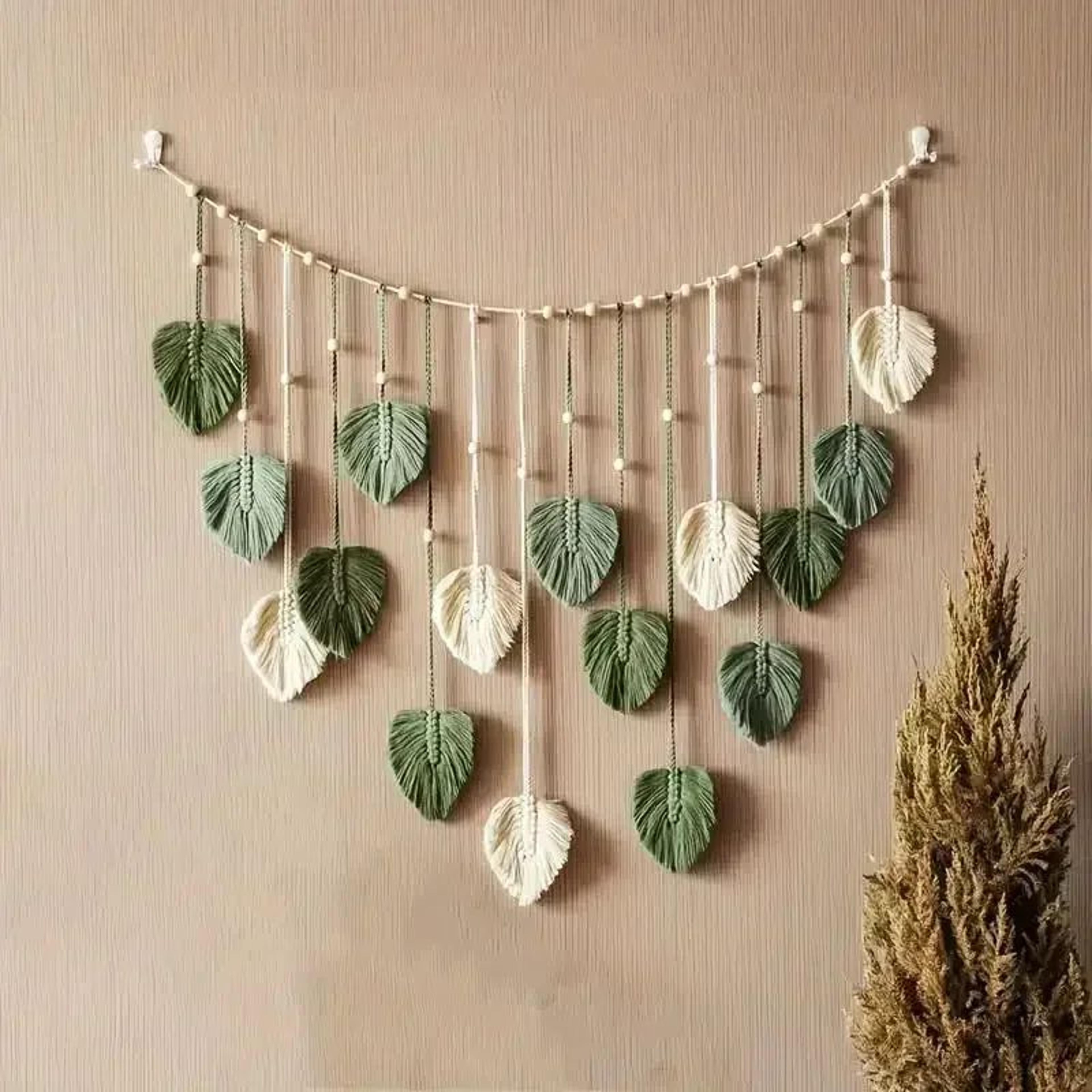 Boho Macrame Leaf Wall Hanging Handmade Macrame Tapestry Wall Art For Bedroom  Living Room Decor 7