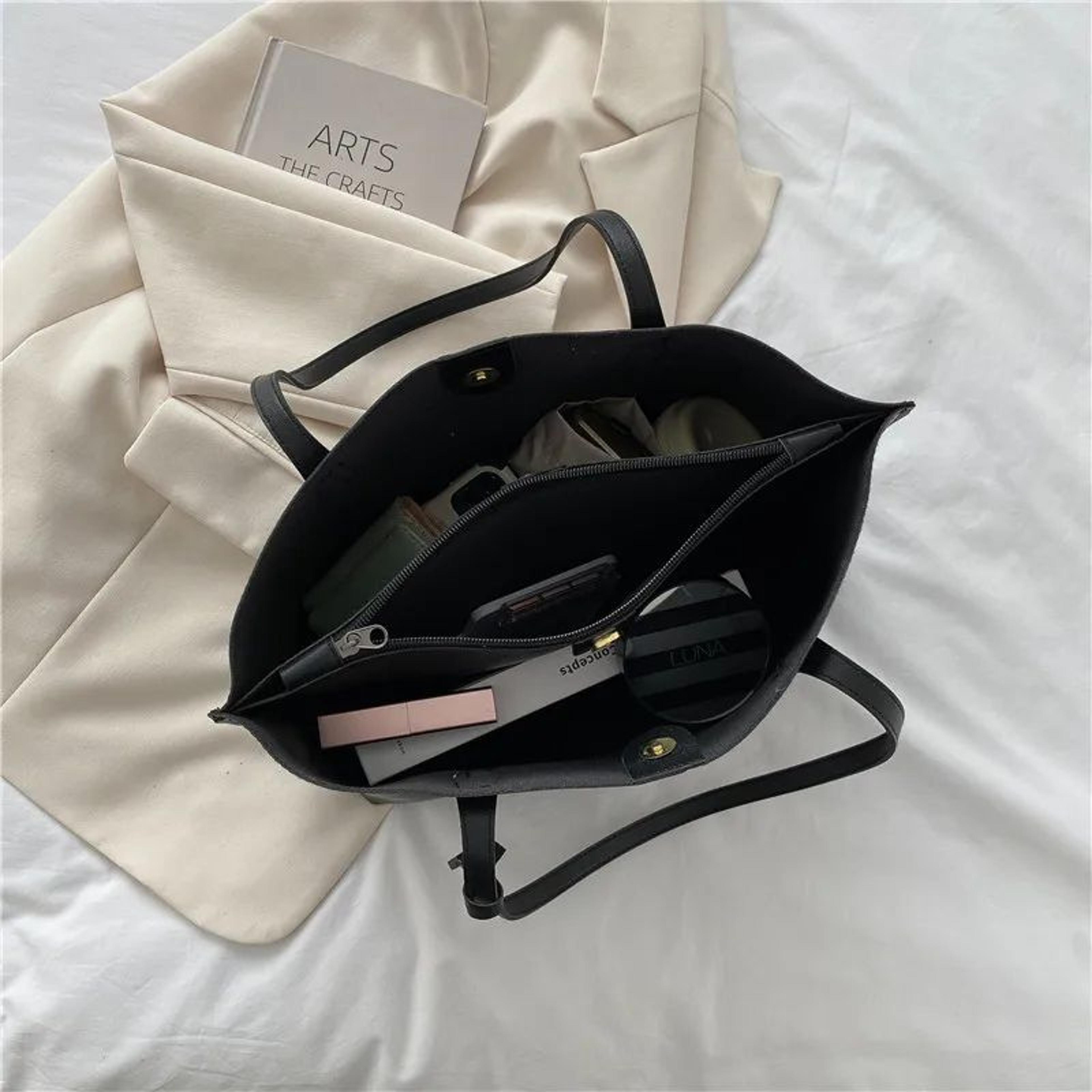 LuxeEase Large Capacity Soft PU Leather Tote Bag  Korean Style Womens Casual Shoulder Handbag 5