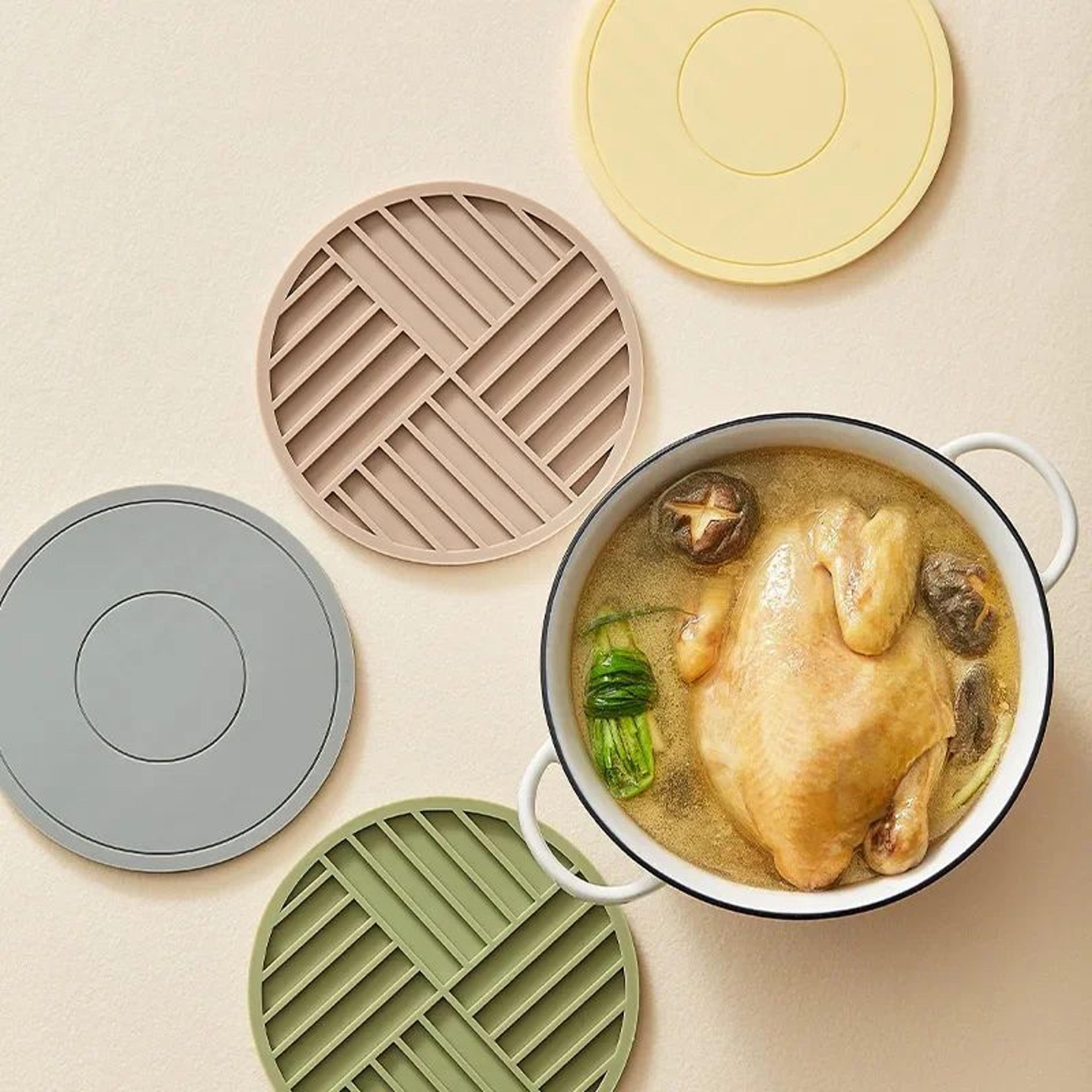 Round Silicone HeatResistant Coaster Mat  Thickened Microwave  Table Protection Placemat 1