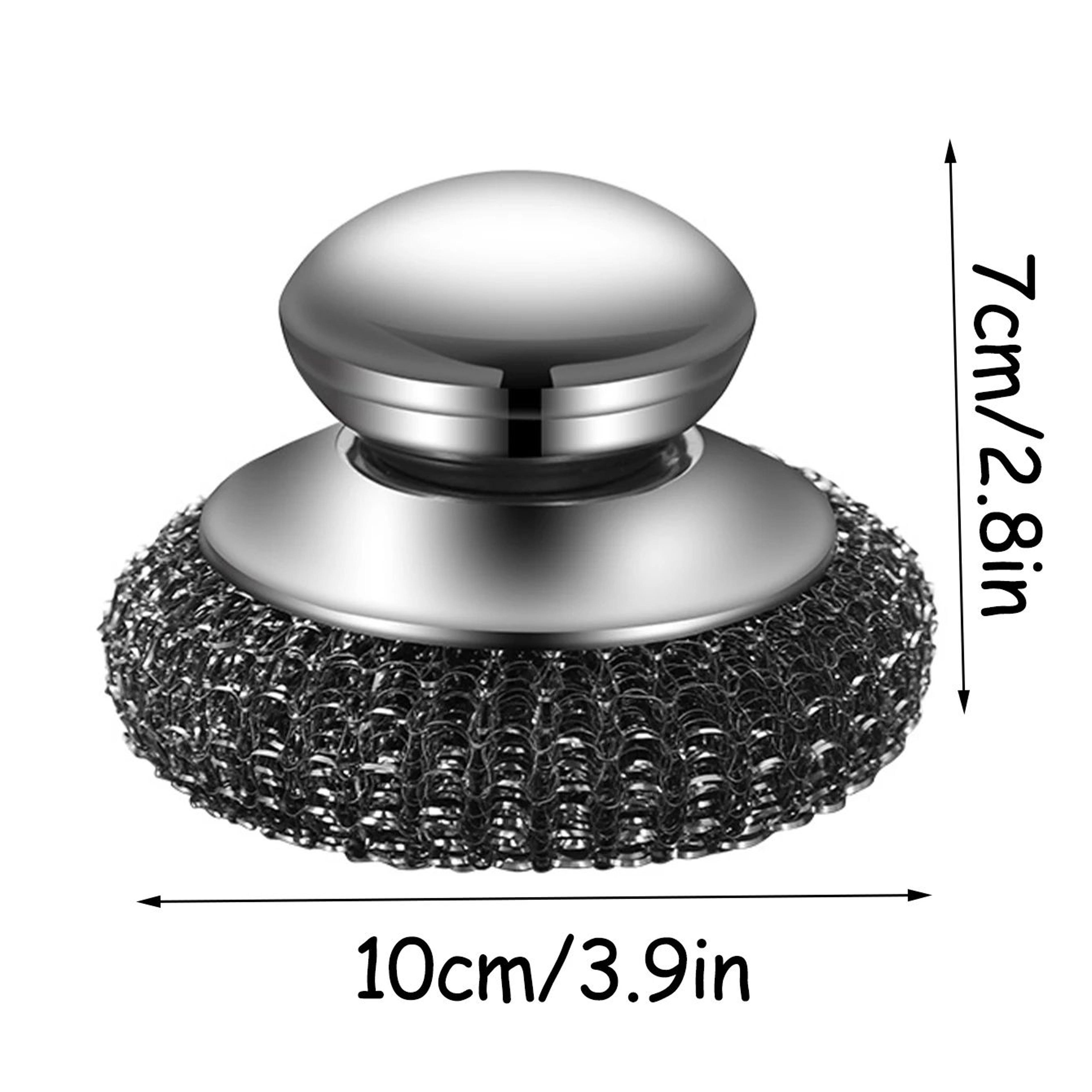 Stainless Steel Wool Scrubber Brush With Handle  HeavyDuty Dish  Grill Cleaning Brush For Pots Pans 5