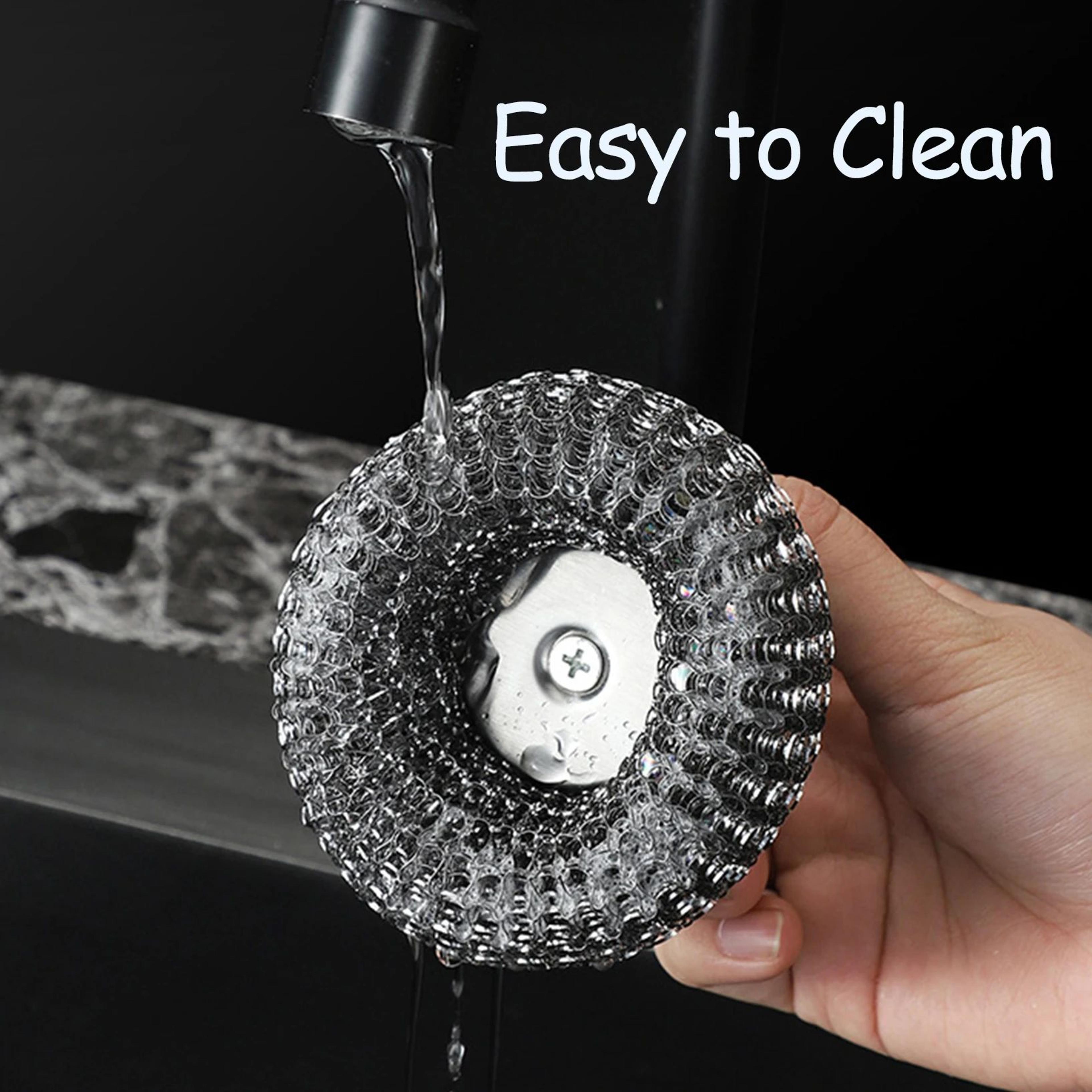 Stainless Steel Wool Scrubber Brush With Handle  HeavyDuty Dish  Grill Cleaning Brush For Pots Pans 3