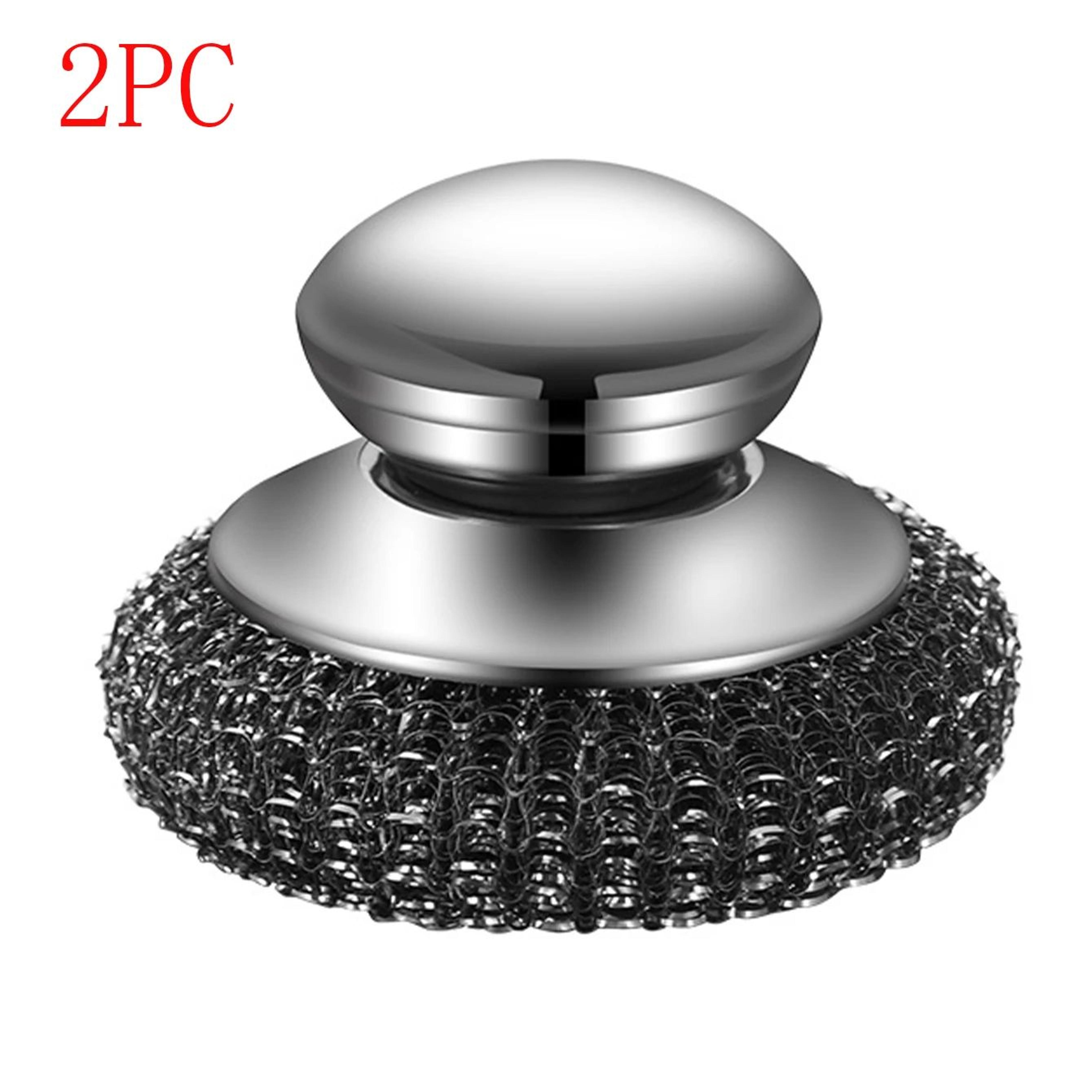 Stainless Steel Wool Scrubber Brush With Handle  HeavyDuty Dish  Grill Cleaning Brush For Pots Pans 9