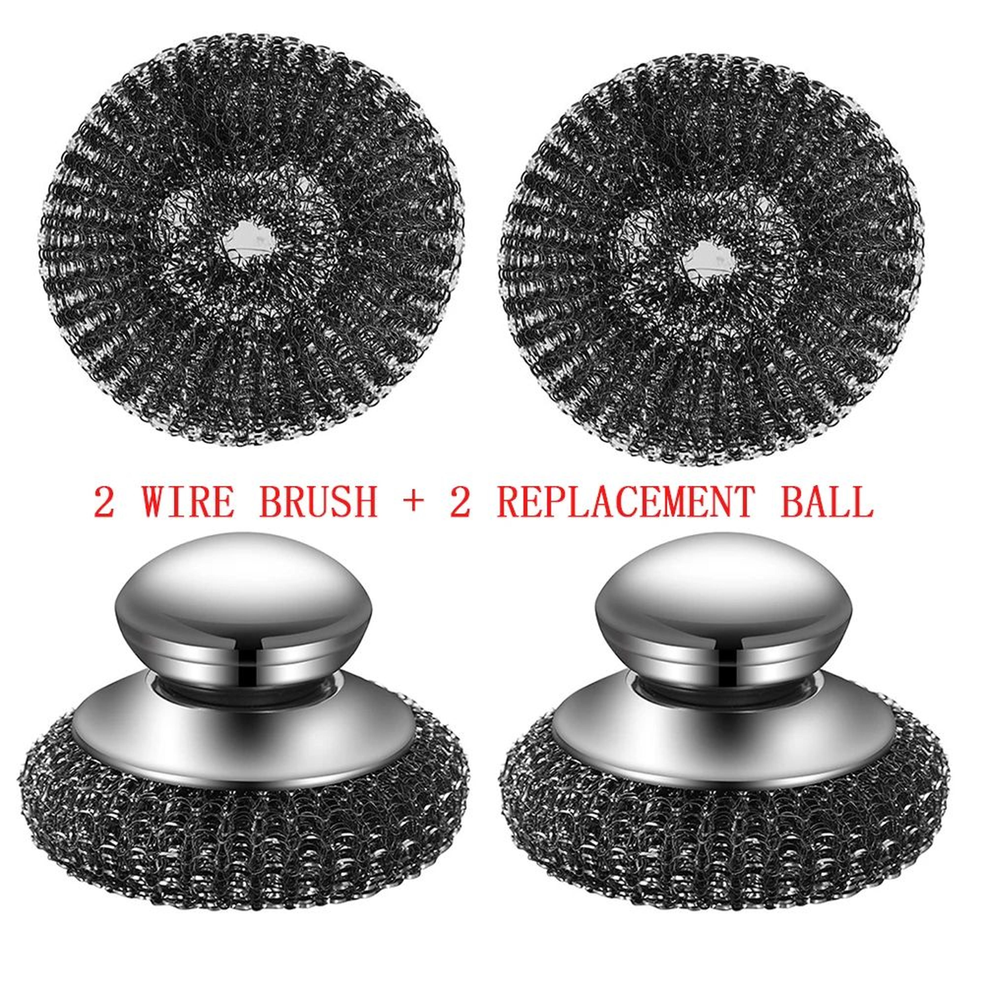 Stainless Steel Wool Scrubber Brush With Handle  HeavyDuty Dish  Grill Cleaning Brush For Pots Pans 10