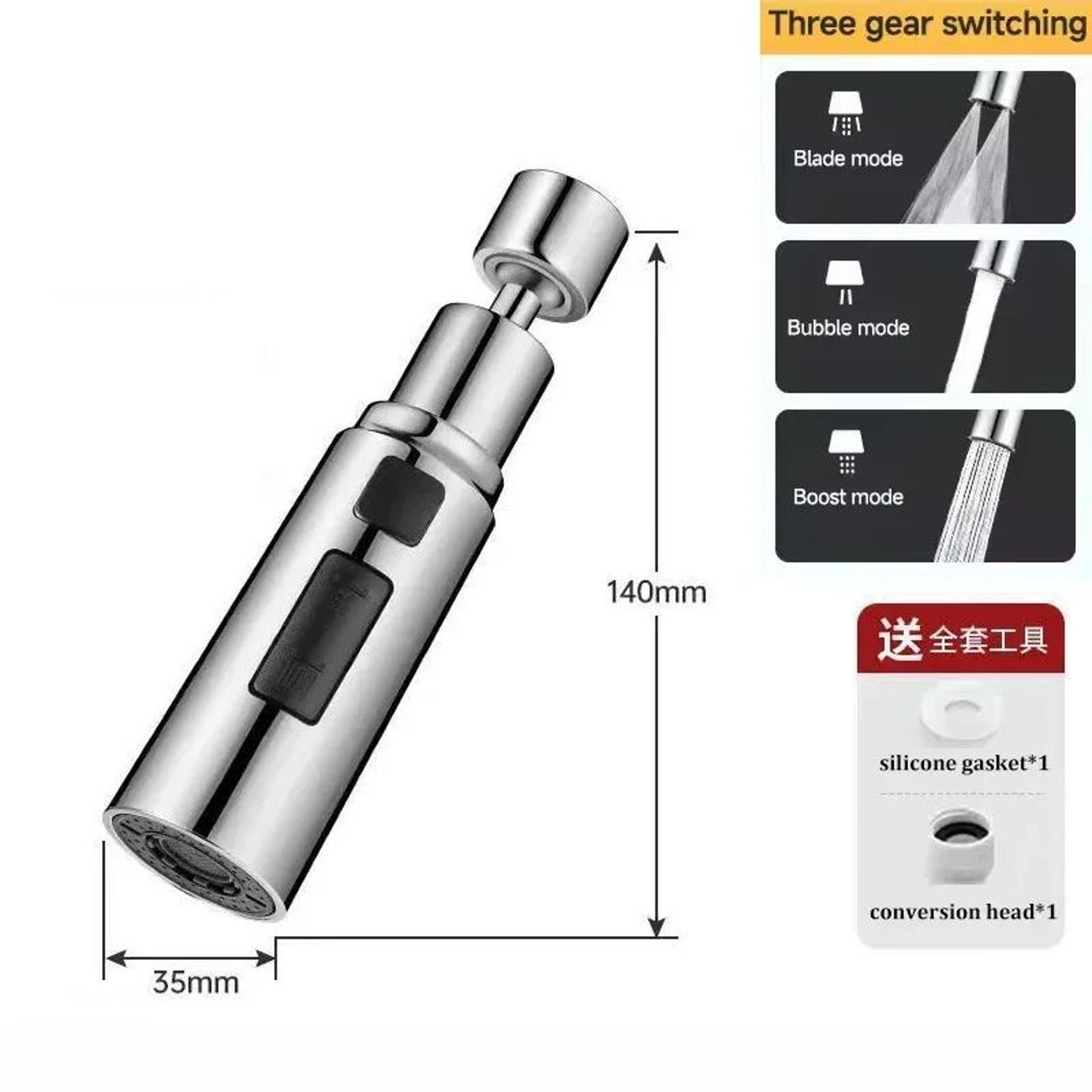 3Mode AntiSplash Faucet Extender With Filter  Universal Metal Water Saving Tap Sprayer Head 6
