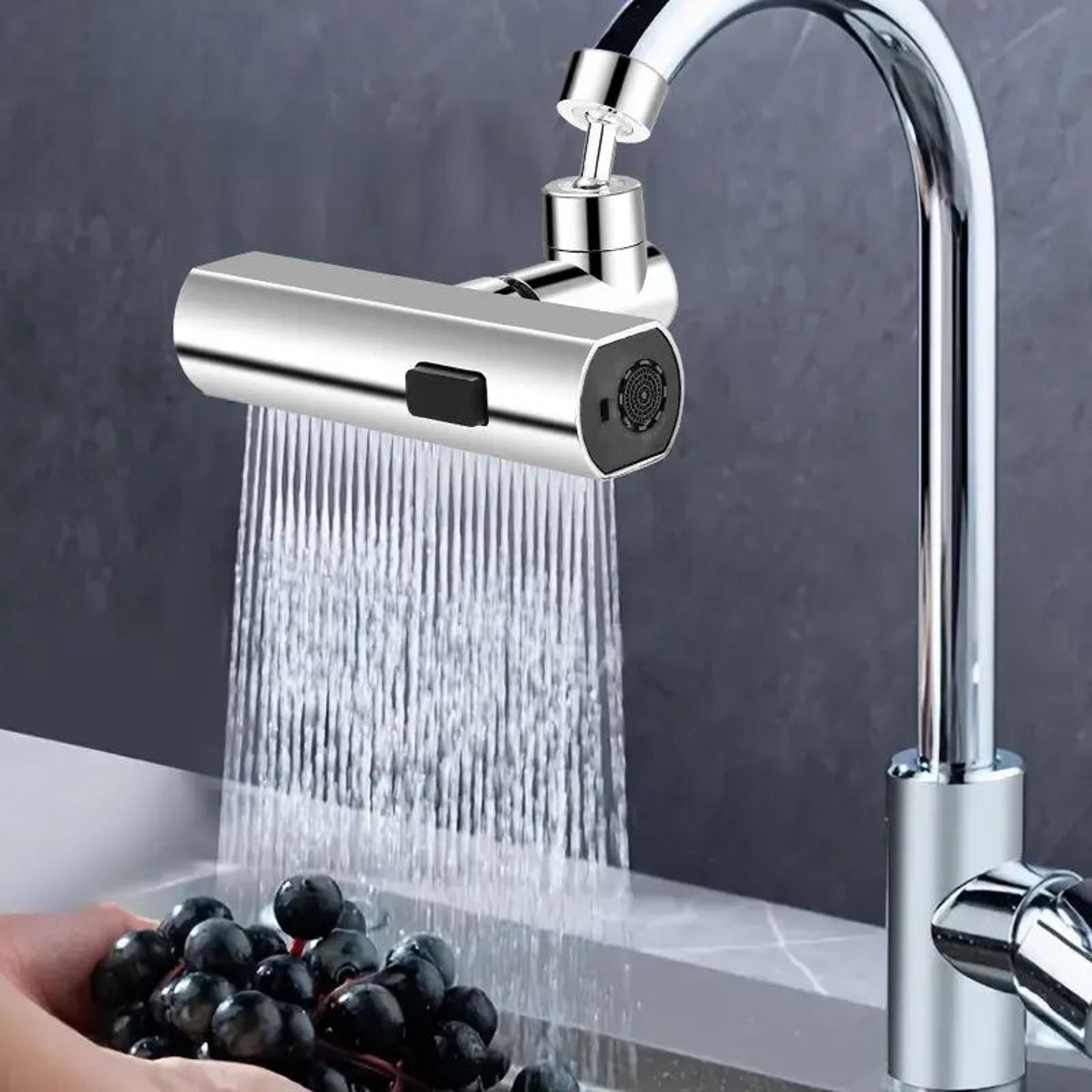 3-mode rotating waterfall faucet extender – 360° universal splash-proof tap booster with bubbler