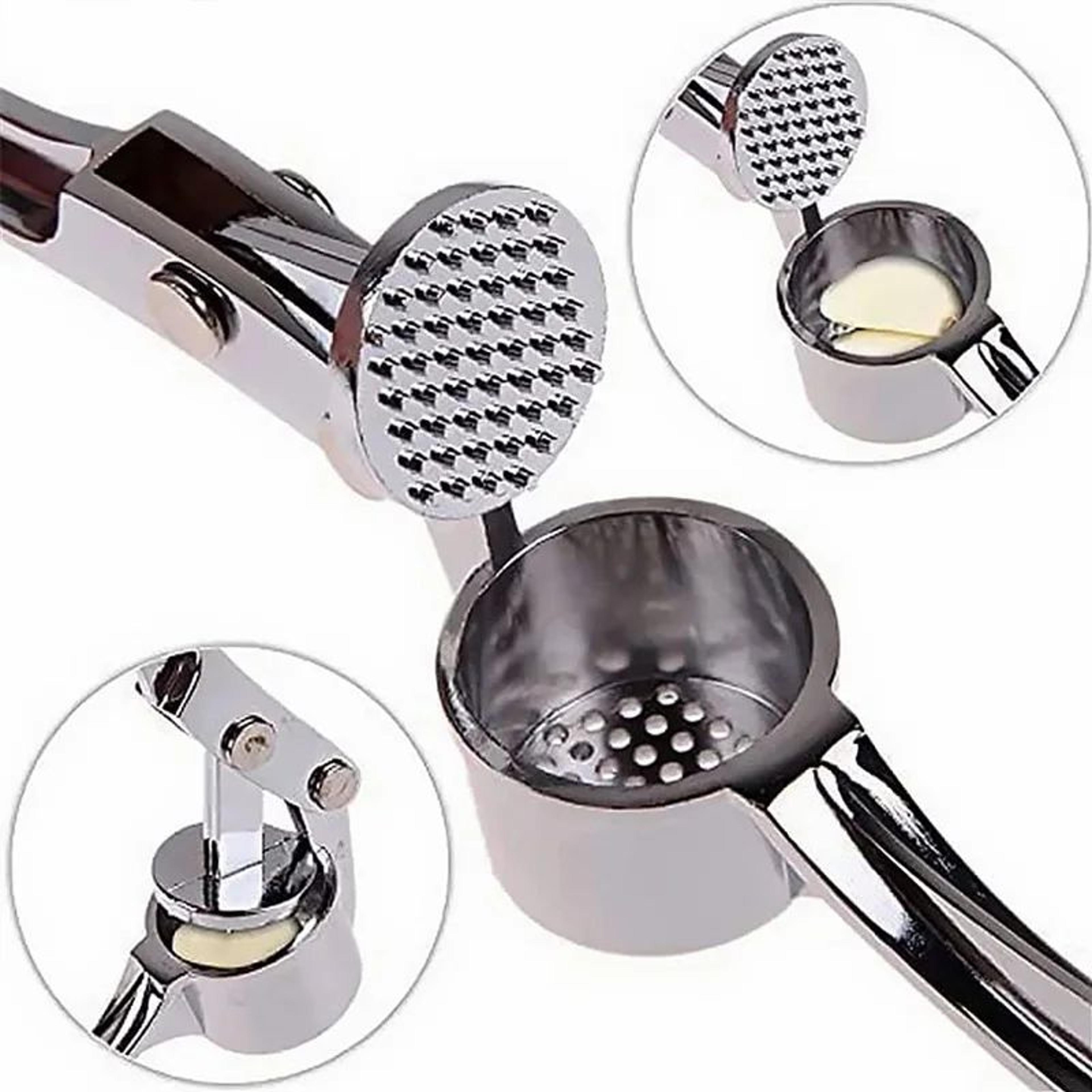 61in Stainless Steel Garlic Press  Nut Cracker  DualUse Heavy Duty Kitchen Mincer Tool 1