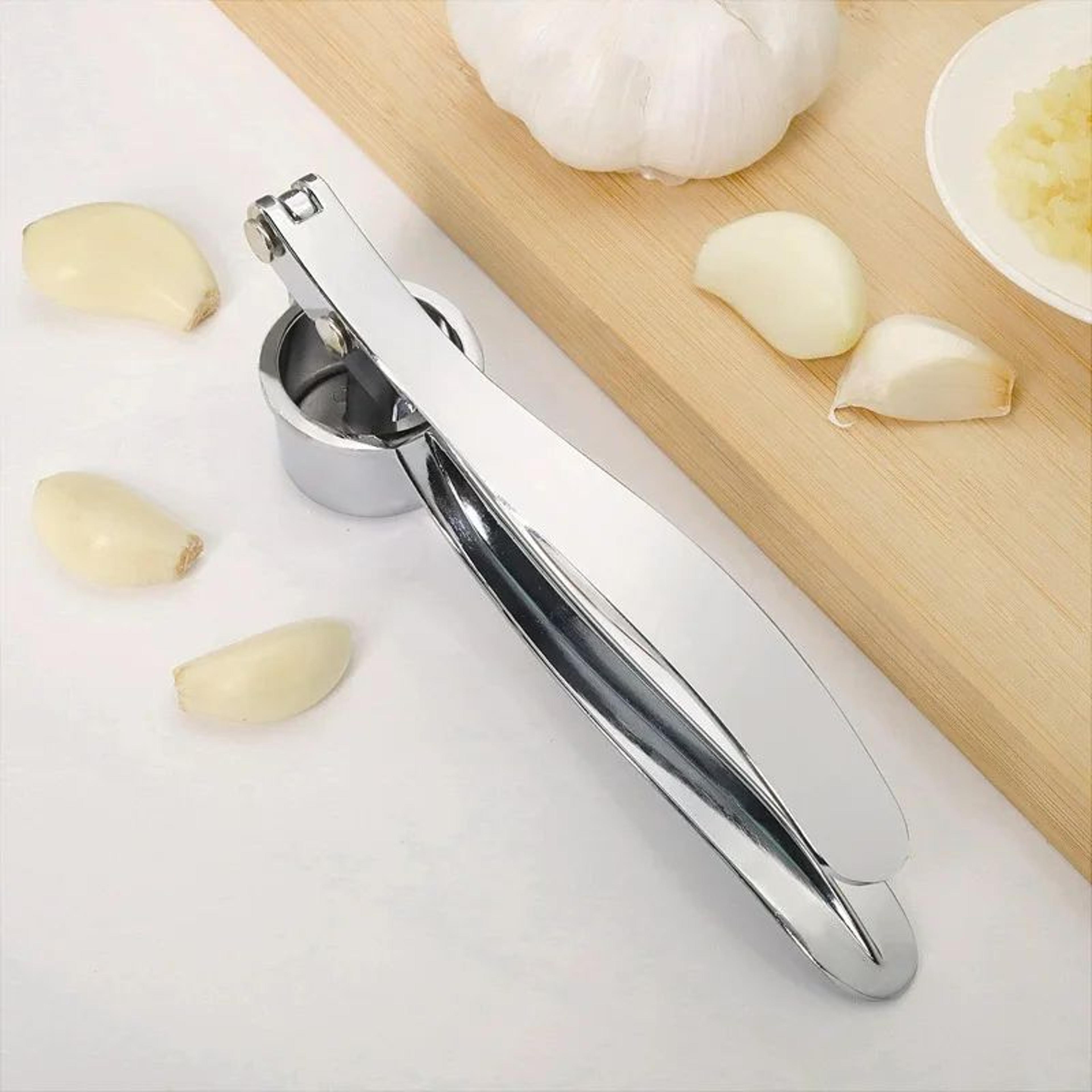 61in Stainless Steel Garlic Press  Nut Cracker  DualUse Heavy Duty Kitchen Mincer Tool 4