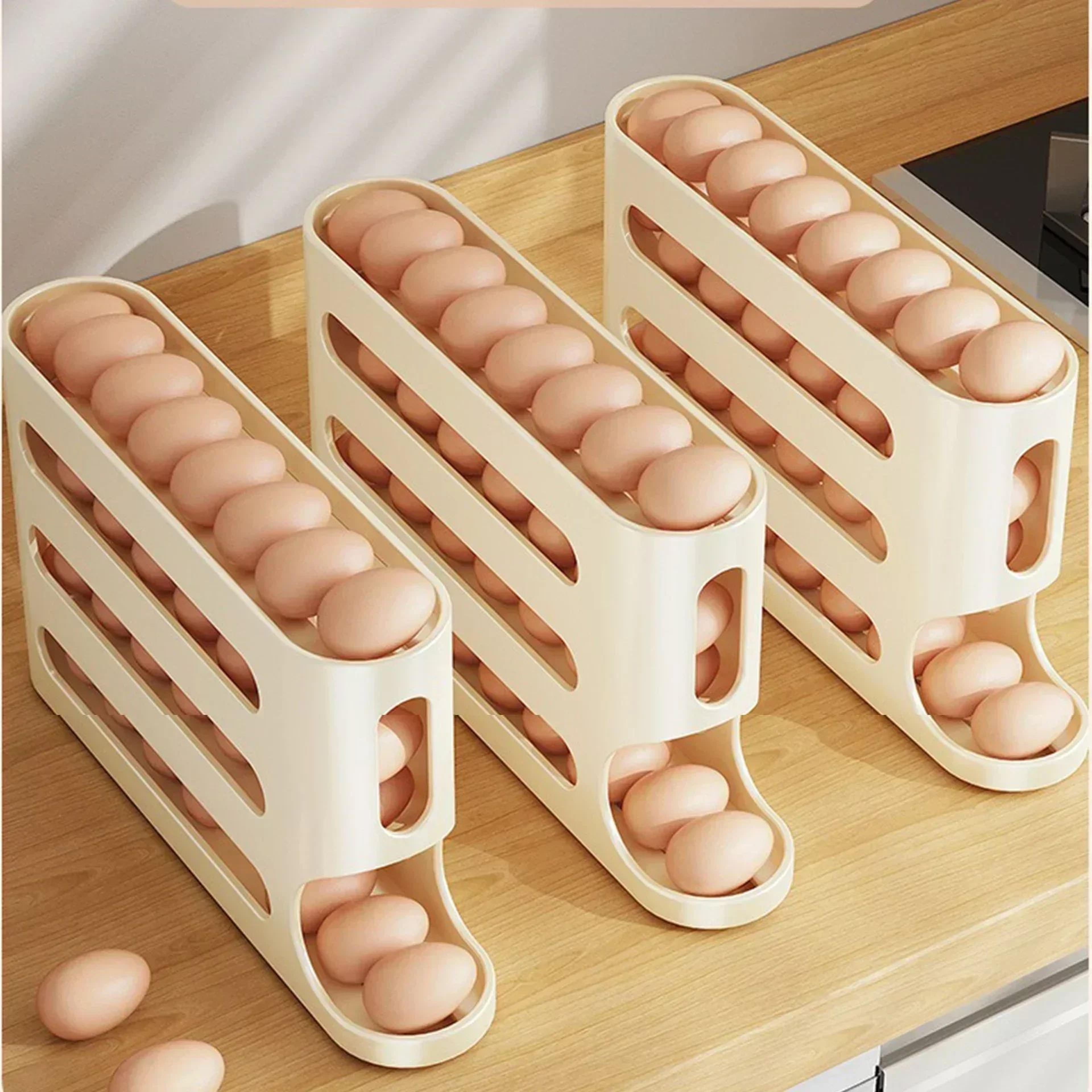 24 Layer Rolling Egg Storage Rack  Gravity Feed Refrigerator Egg Organizer Box 3