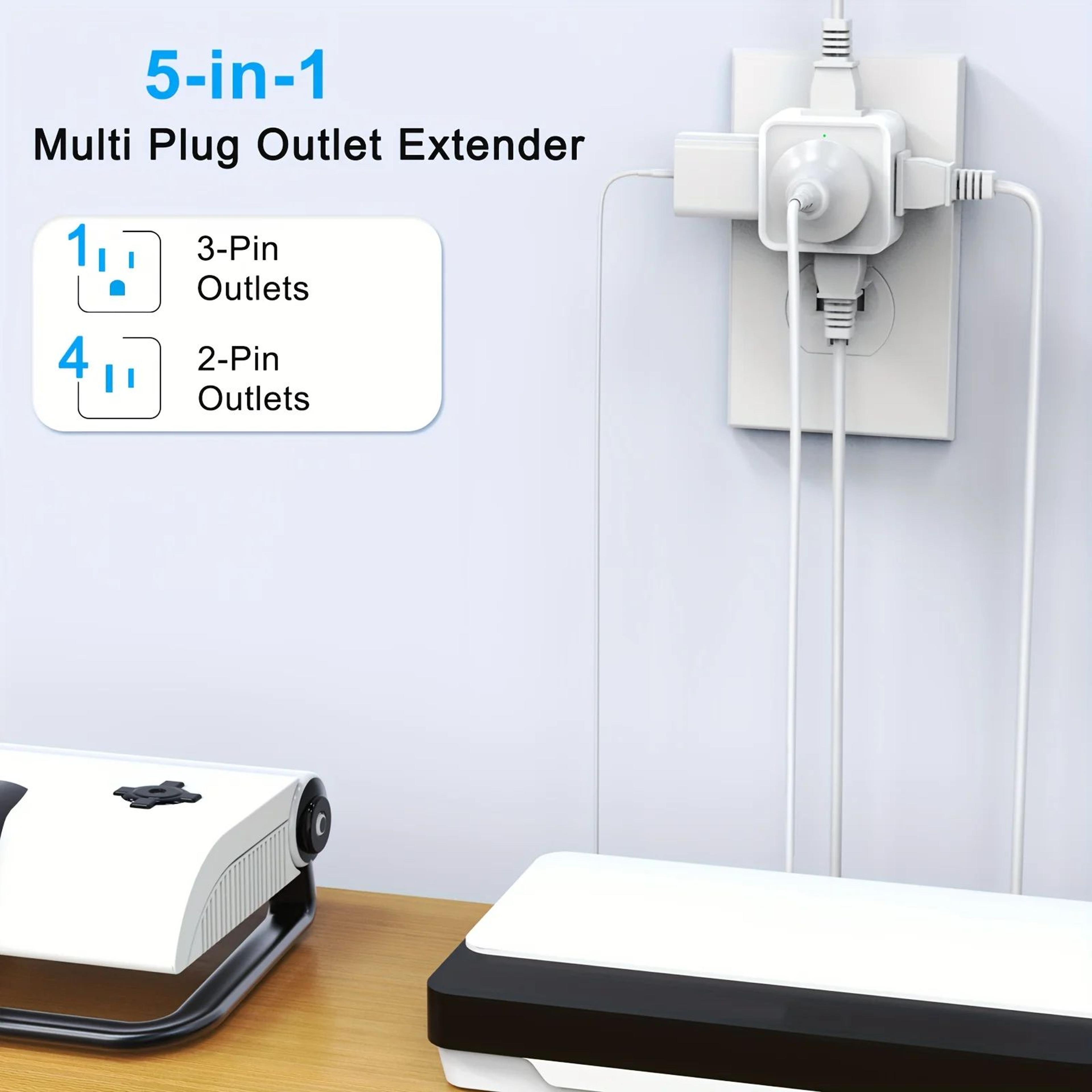 5Way Wall Outlet Extender  Compact Multi Plug Splitter For Home Travel  Office 1