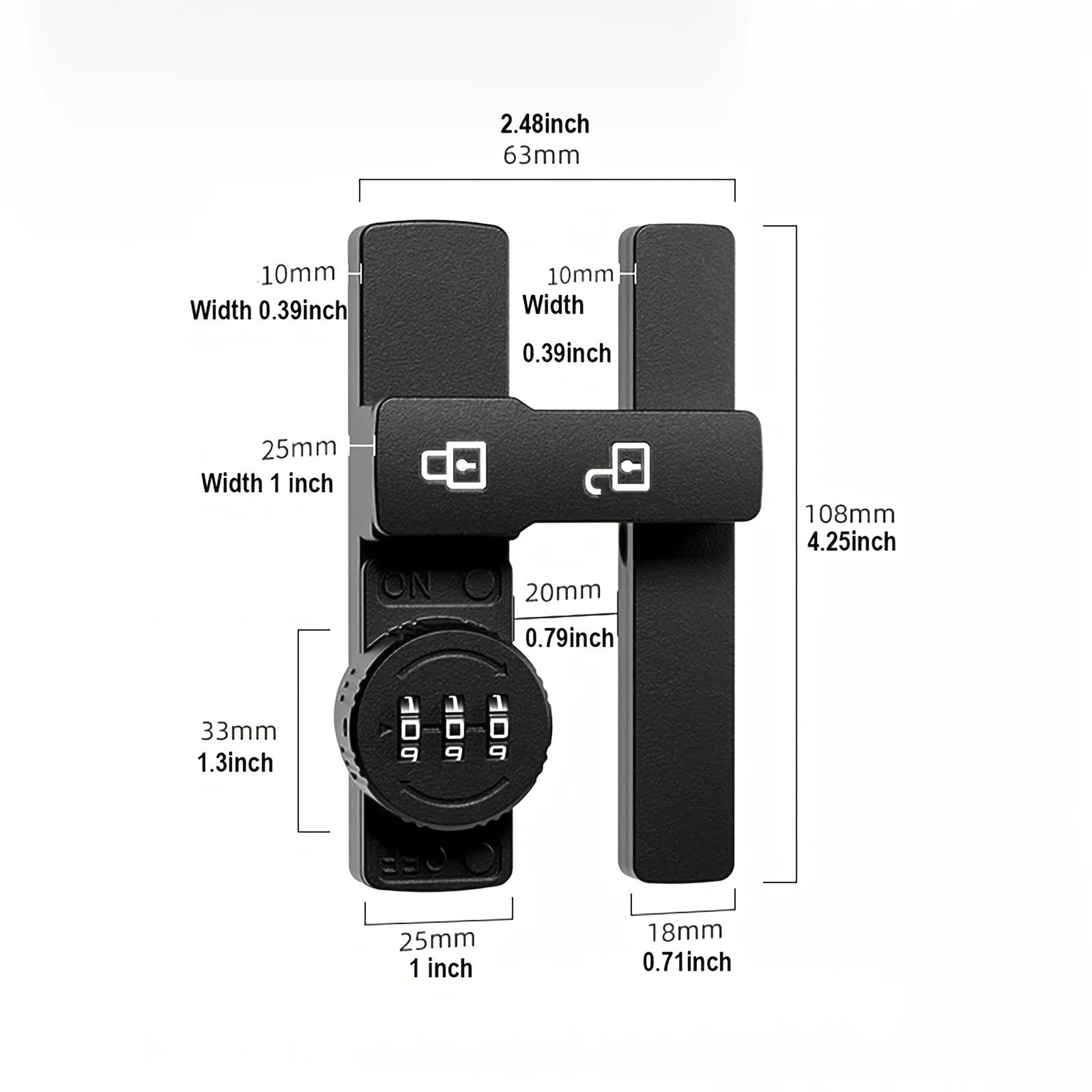 3Digit Combination Sliding Door Lock  180 Barn Door Deadbolt With Luminous Indicator 1