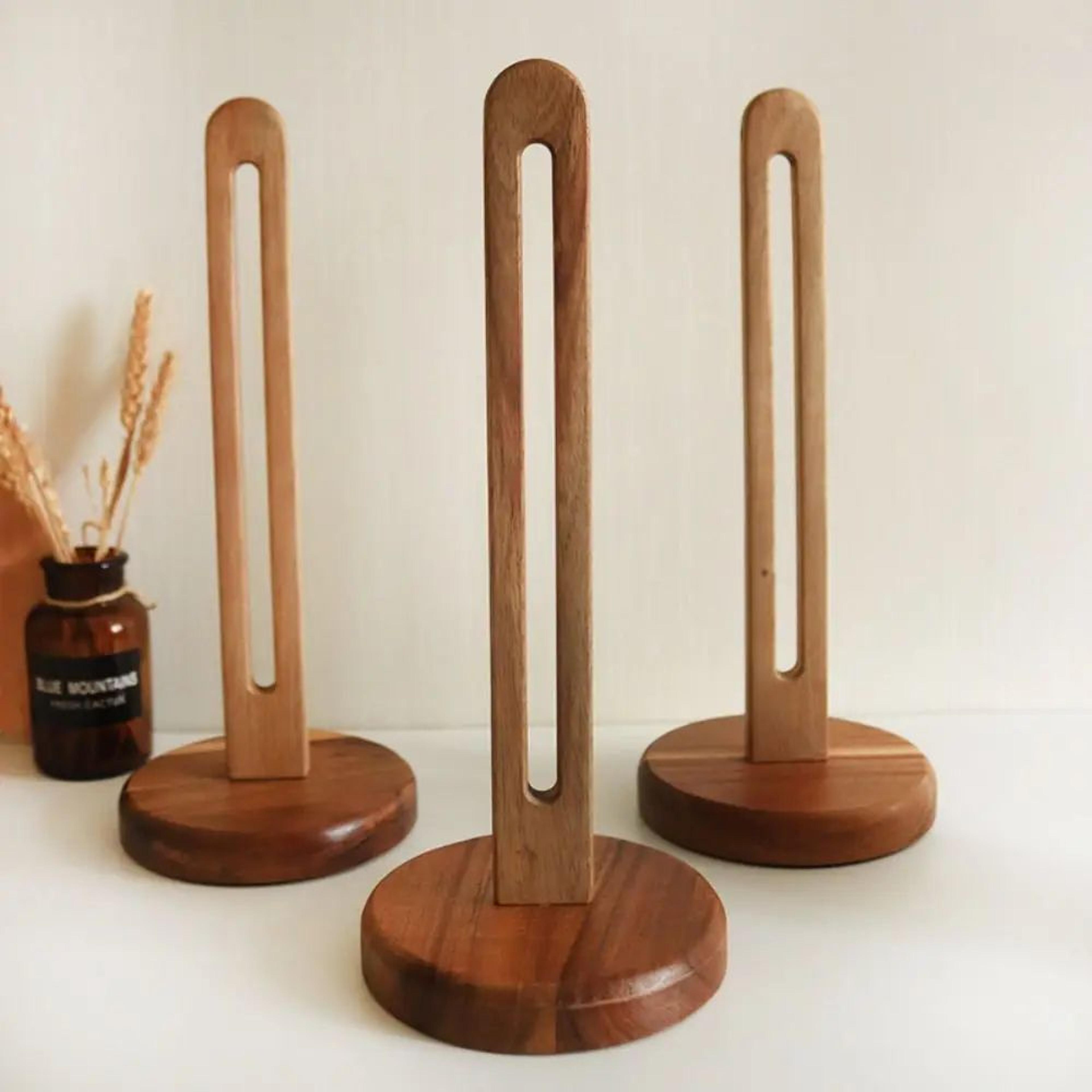 WoodElegance FreeStanding Tissue Holder  Solid Wood NonSlip Paper Roll  Napkin Organizer Rack 1