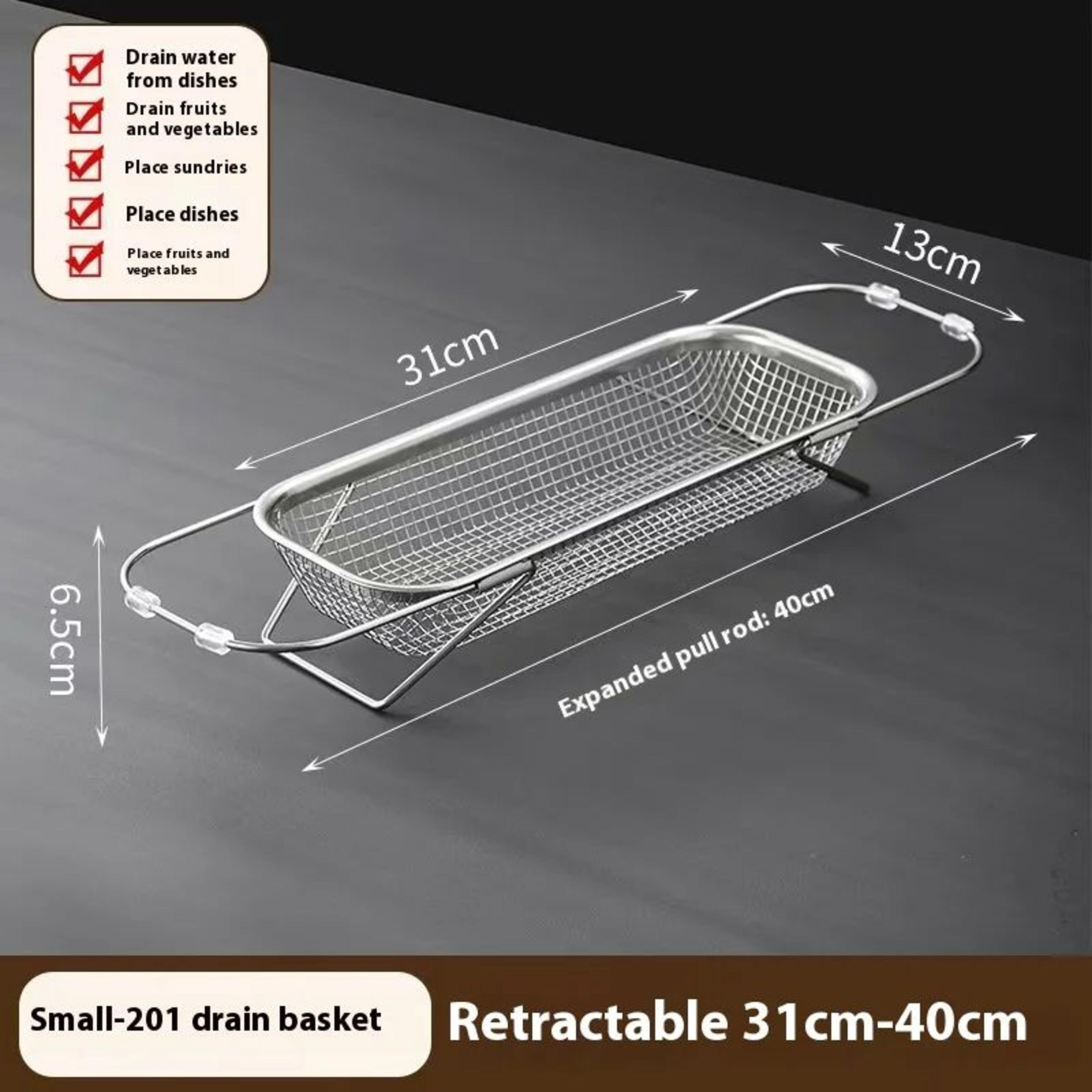 FlexiDrain Stainless Steel Expandable Sink Basket  Retractable Vegetable Washer  Dish Drying Rack 6