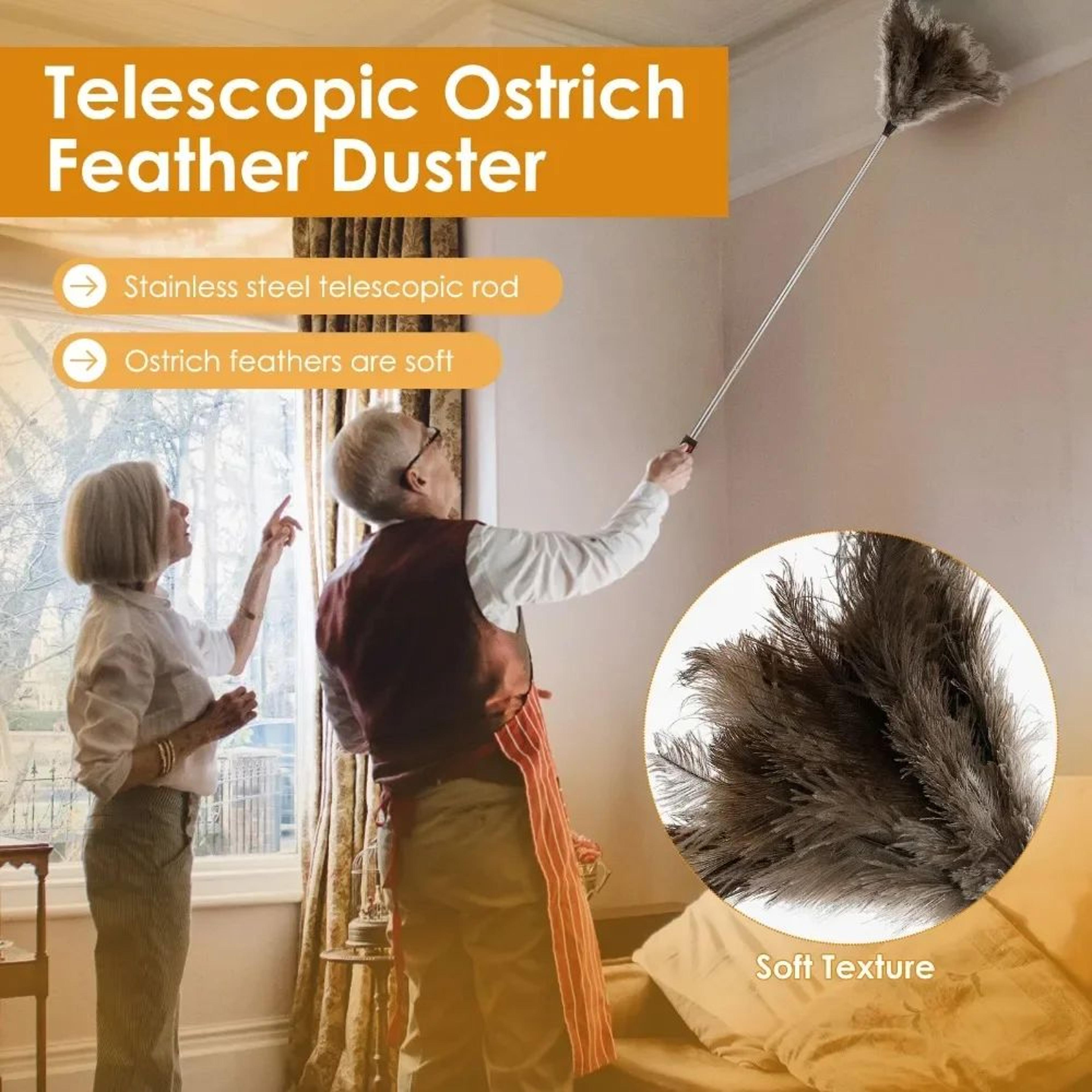 ExtendaClean Ostrich Feather Duster  Telescopic AntiStatic Long Handle Dust Cleaner For High Ceilin 1