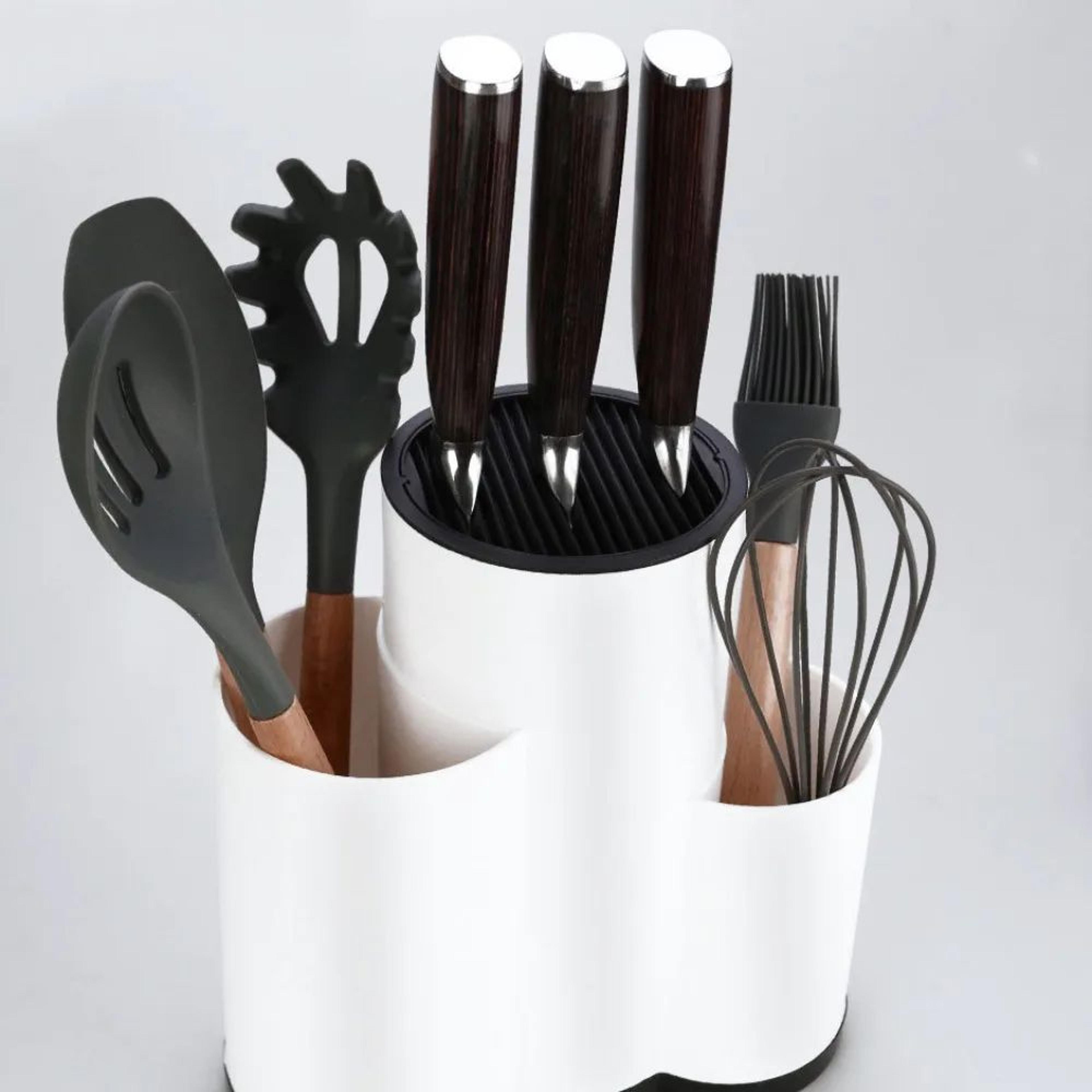 SafeStore MultiGrid Knife Holder Organizer  PP Drain Rack Kitchen Flatware Storage Box 23 Compartme 2