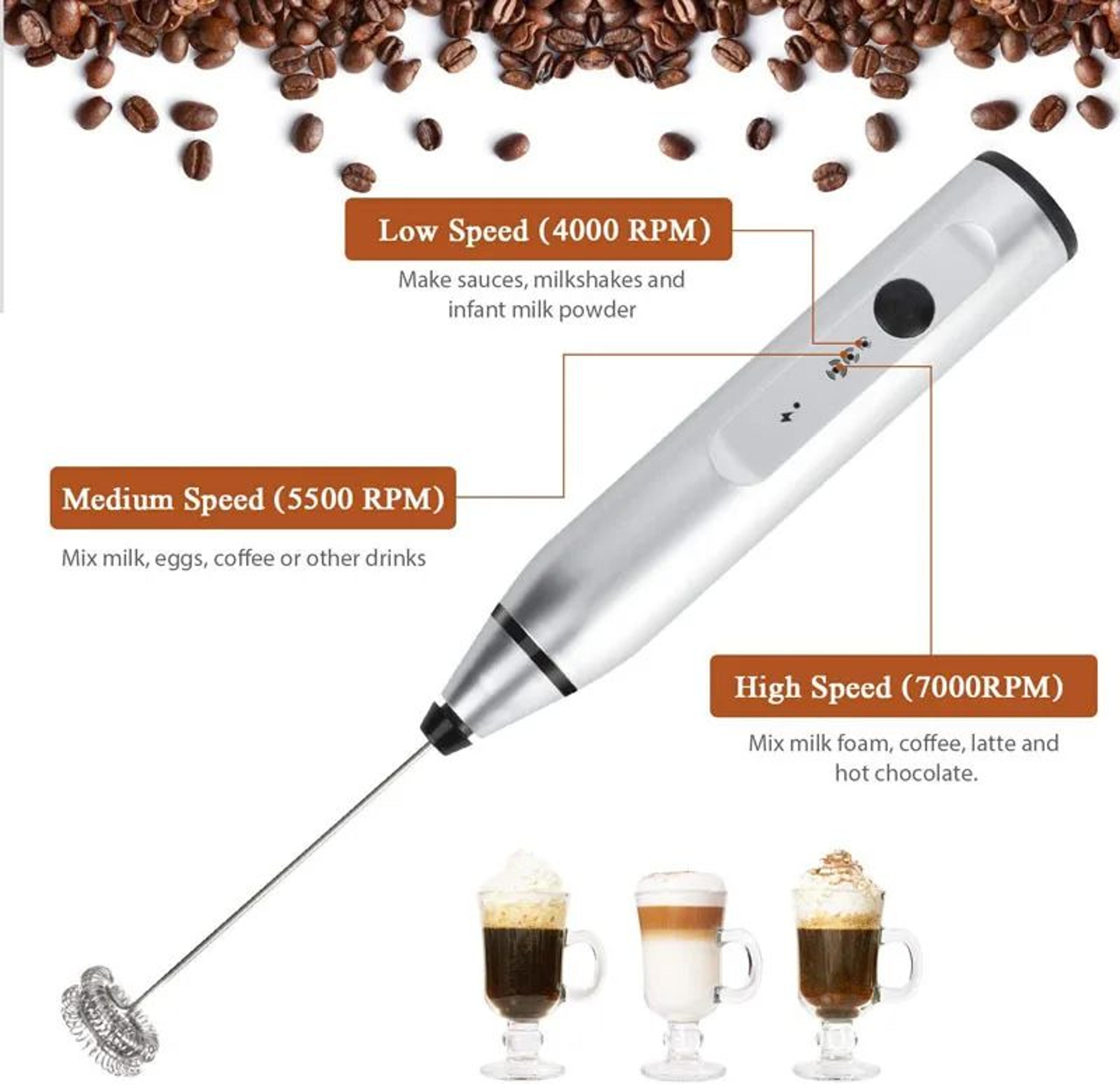FrothPro USB Electric Milk Frother  3Speed Handheld Coffee Whisk Mixer For Latte Cappuccino  Kitche 1