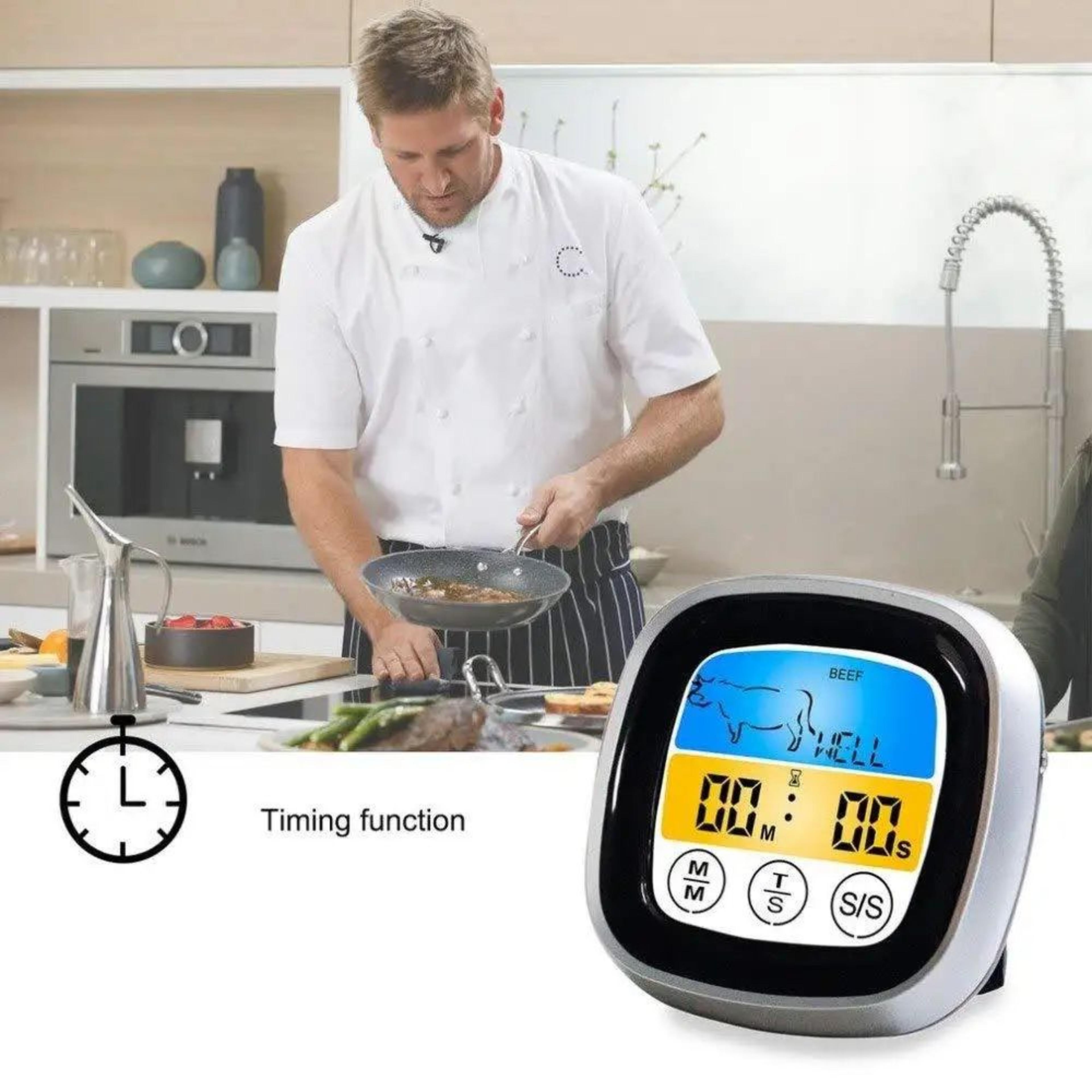 TempMaster Digital Meat Thermometer  Touchscreen LCD BBQ Probe With Timer For Grill Oven  Kitchen C 1