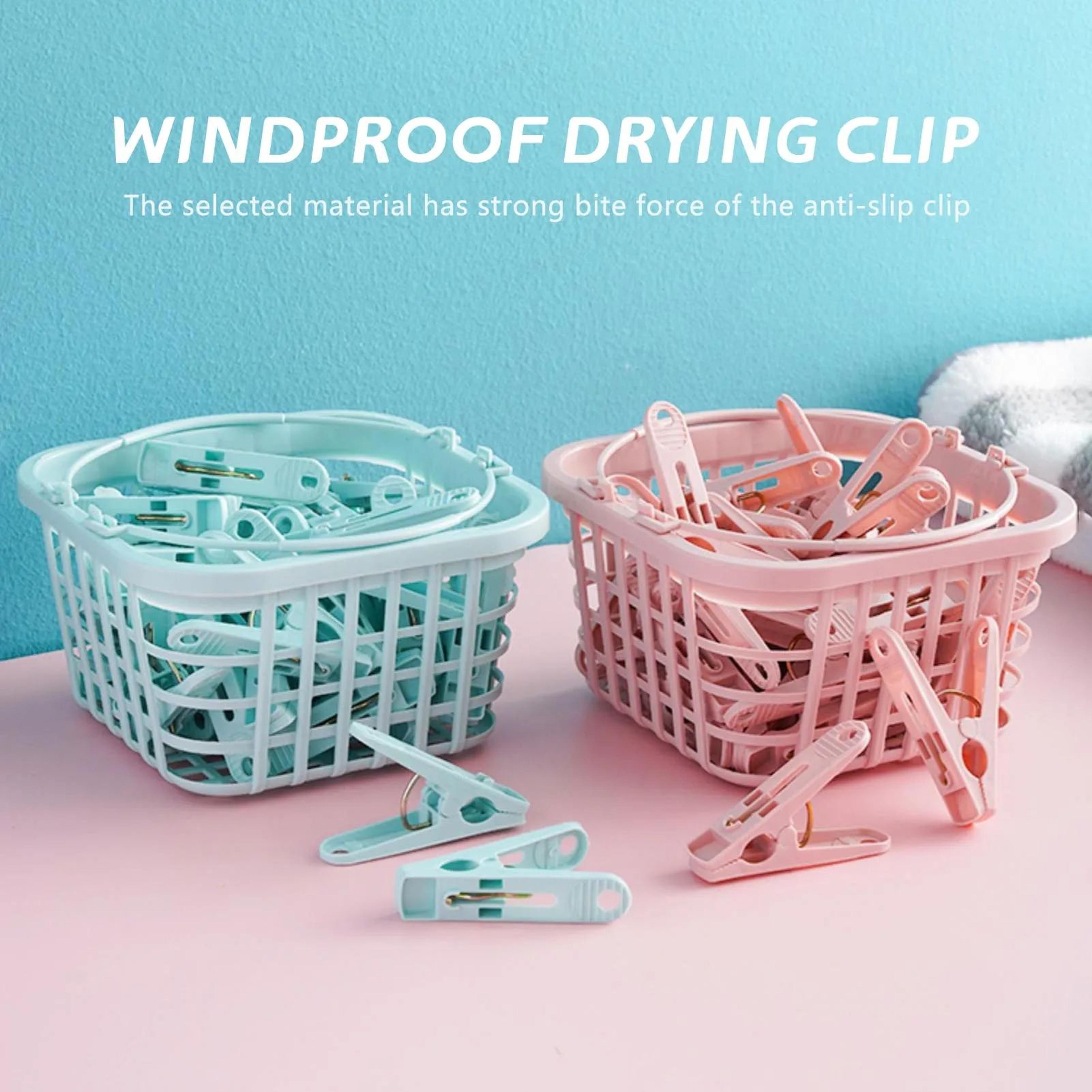 30pcs Windproof Laundry Clips Set With Storage Basket  Heavy Duty AntiSlip Clothes Pins For Indoor  1