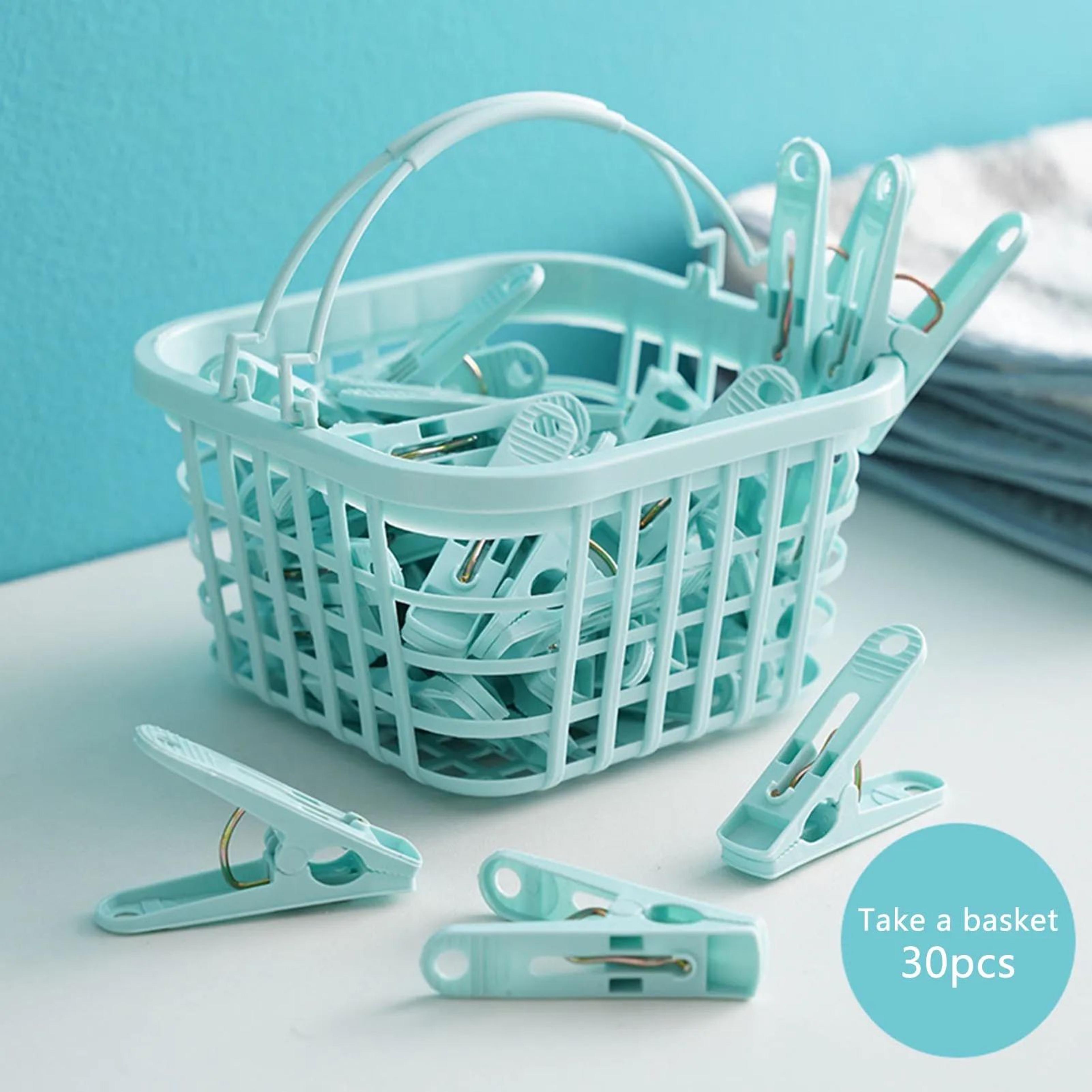 30pcs Windproof Laundry Clips Set With Storage Basket  Heavy Duty AntiSlip Clothes Pins For Indoor  5