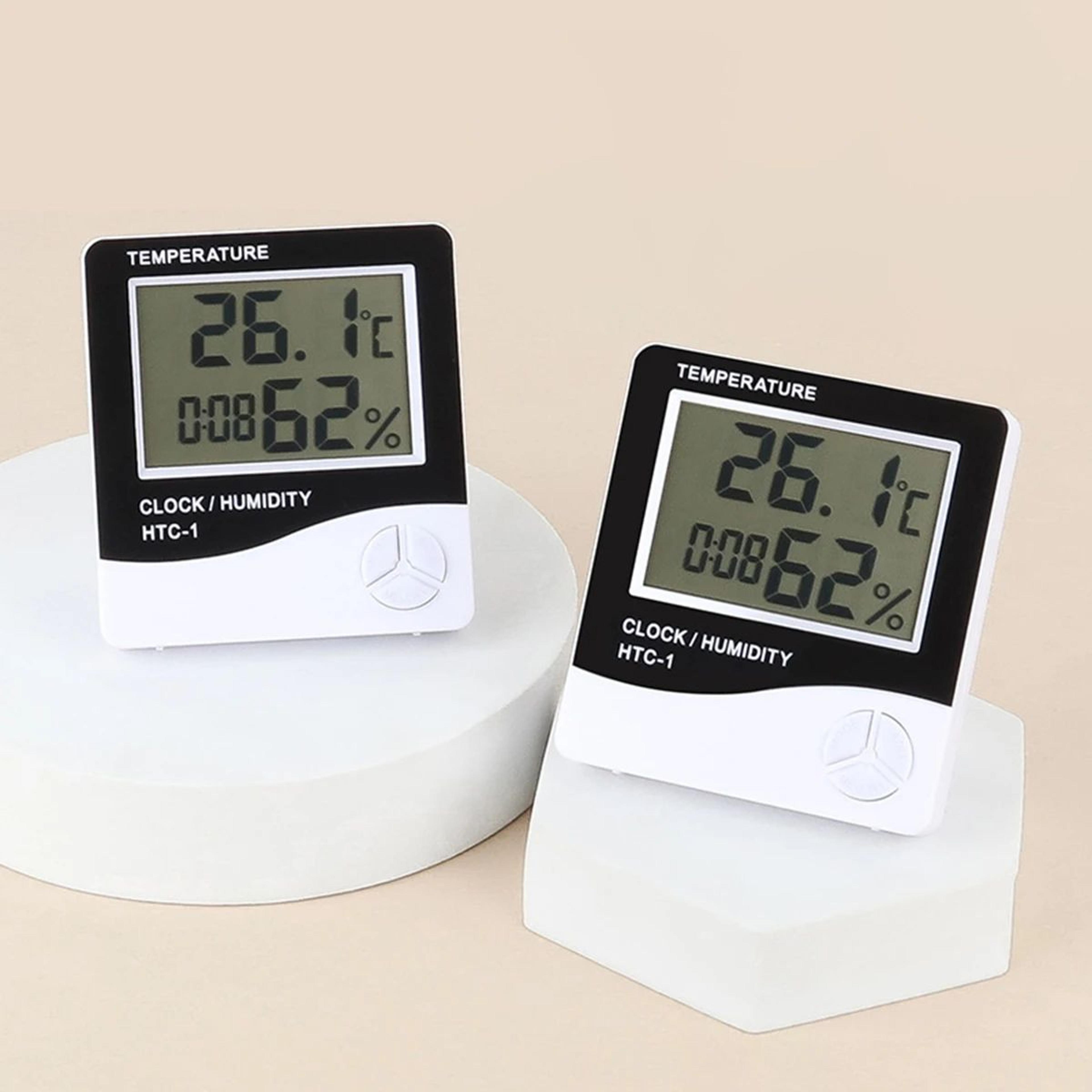 HTC1HTC2 Digital Thermometer Hygrometer  Indoor Outdoor Temperature  Humidity Monitor With Clock 5