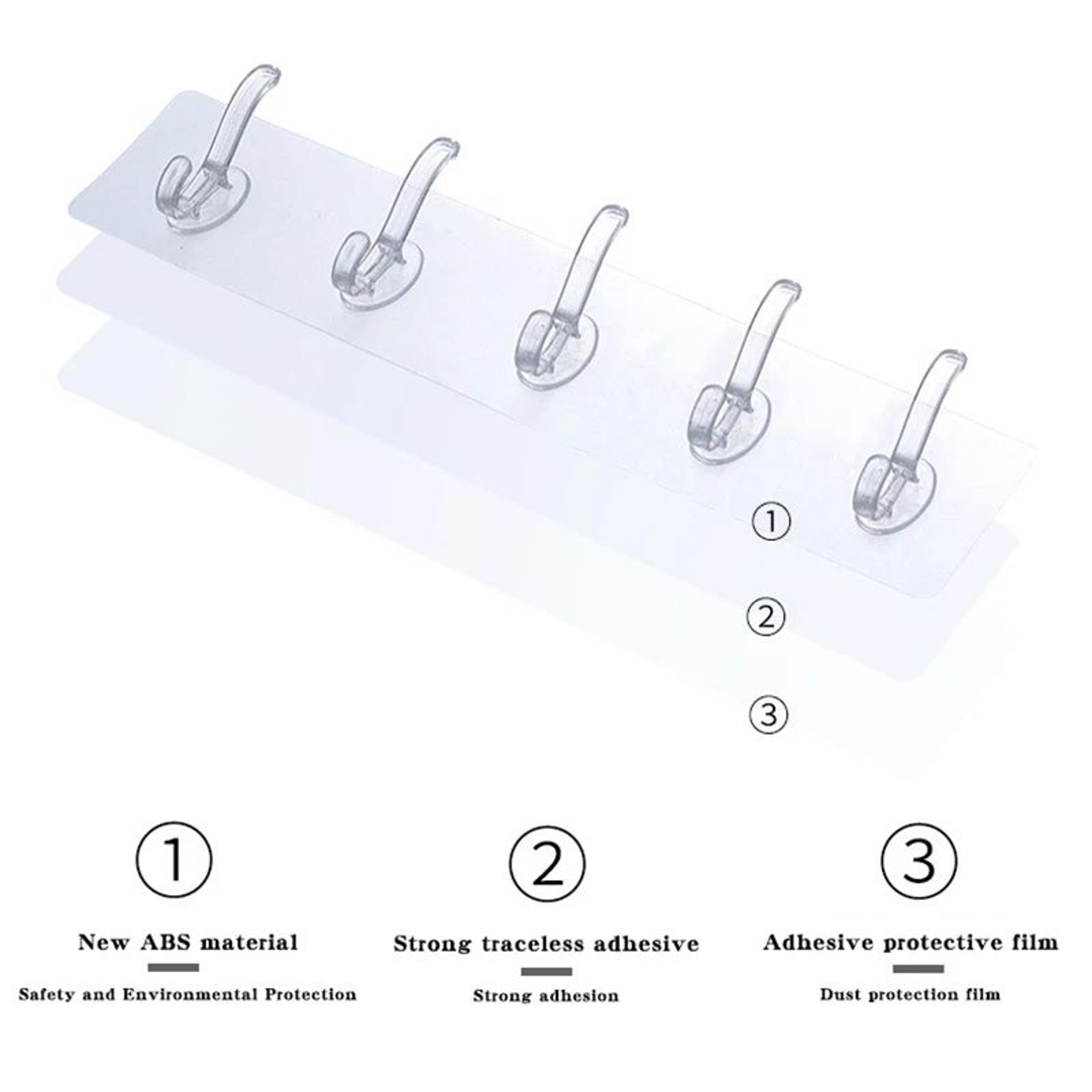 Transparent Adhesive Hook Rack  Seamless MultiHook Organizer For Bathroom Kitchen  Home 5