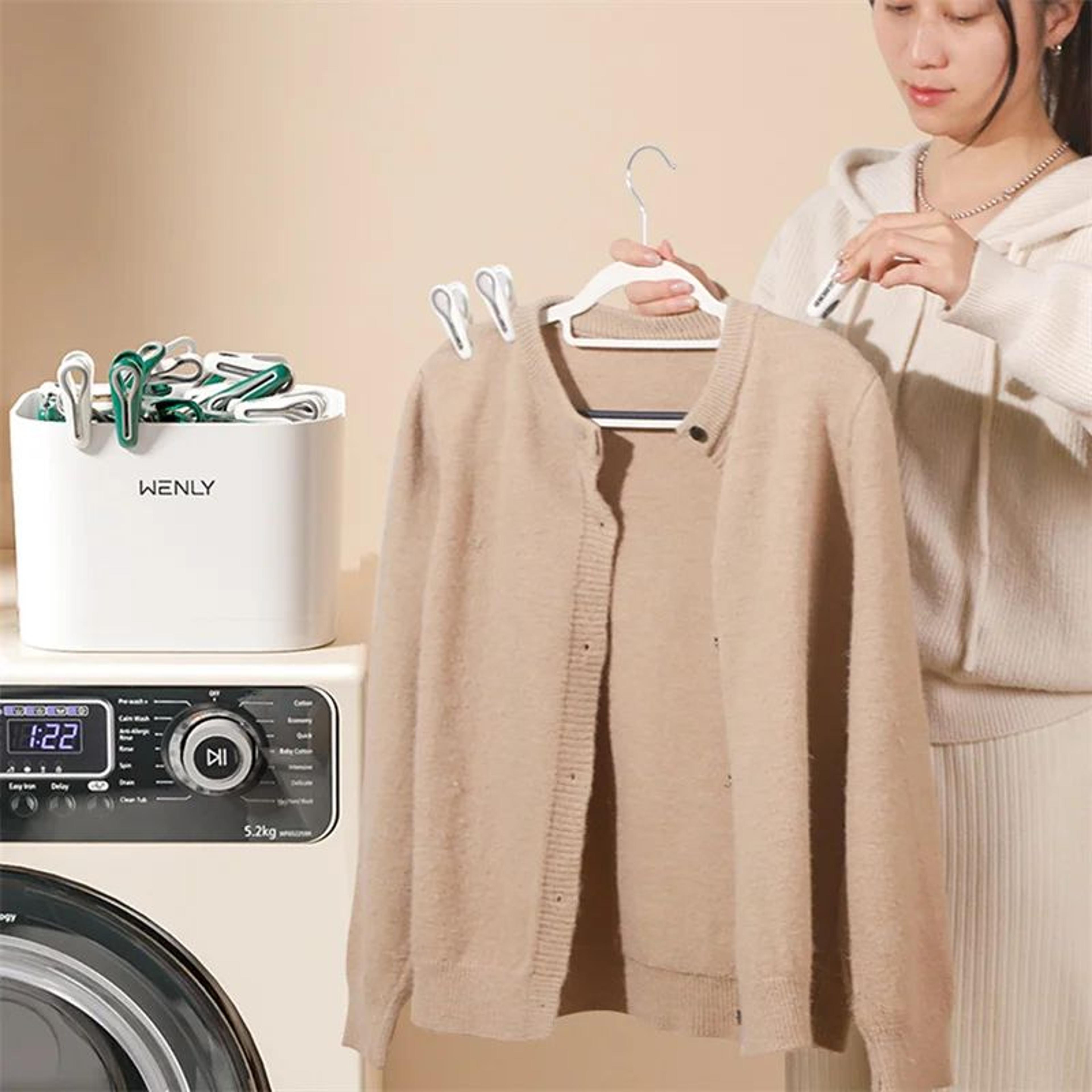 MultiFunctional Laundry Peg Organizer Basket With Durable Plastic Clips  SpaceSaving Clothes Pins S 2