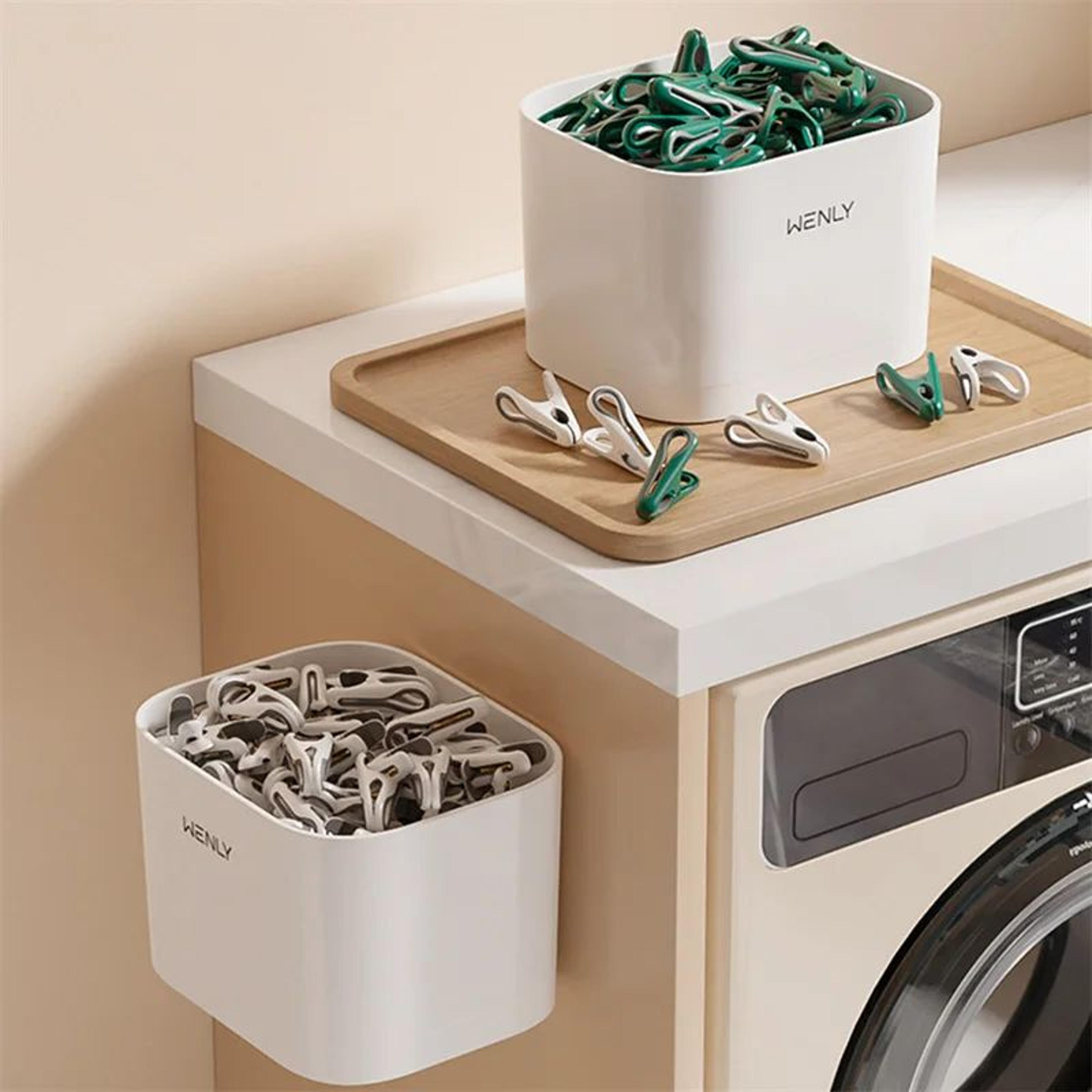 MultiFunctional Laundry Peg Organizer Basket With Durable Plastic Clips  SpaceSaving Clothes Pins S 4