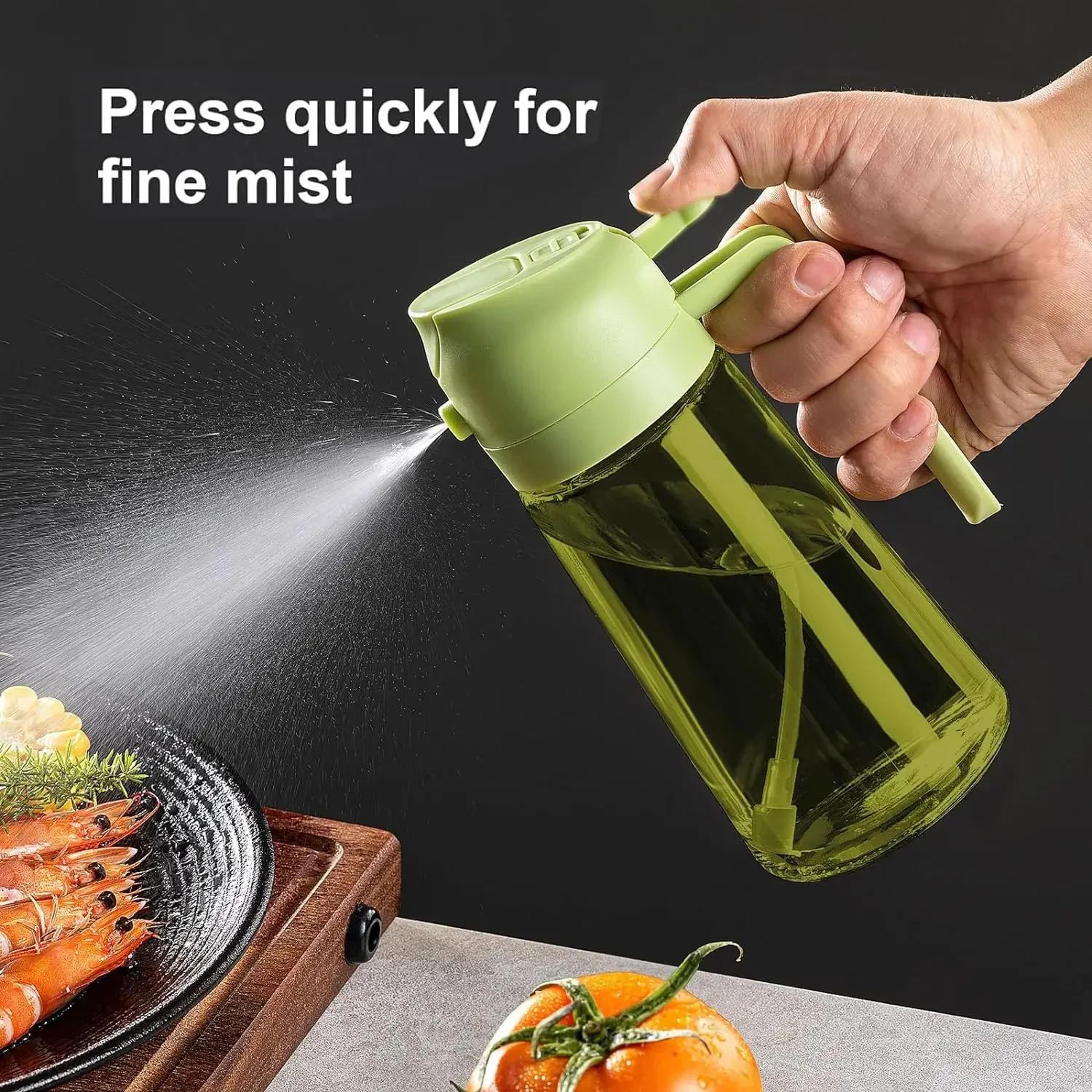 2-in-1 dark glass oil sprayer & dispenser – lightproof olive oil mister for cooking, salads & bbq