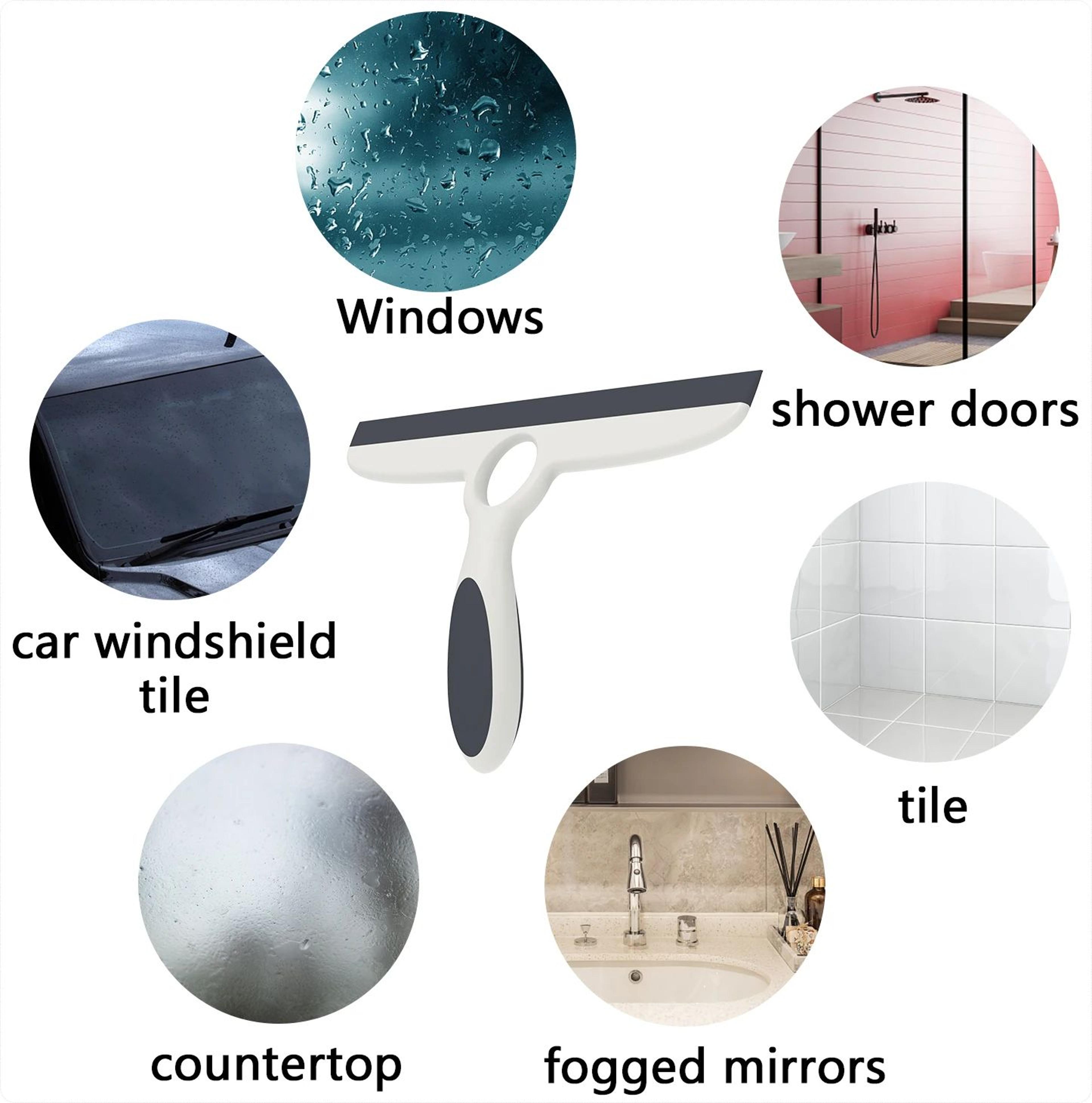 EHOMGUI Silicone Glass Squeegee  StreakFree Window Mirror  Shower Cleaner With Suction Hook 2