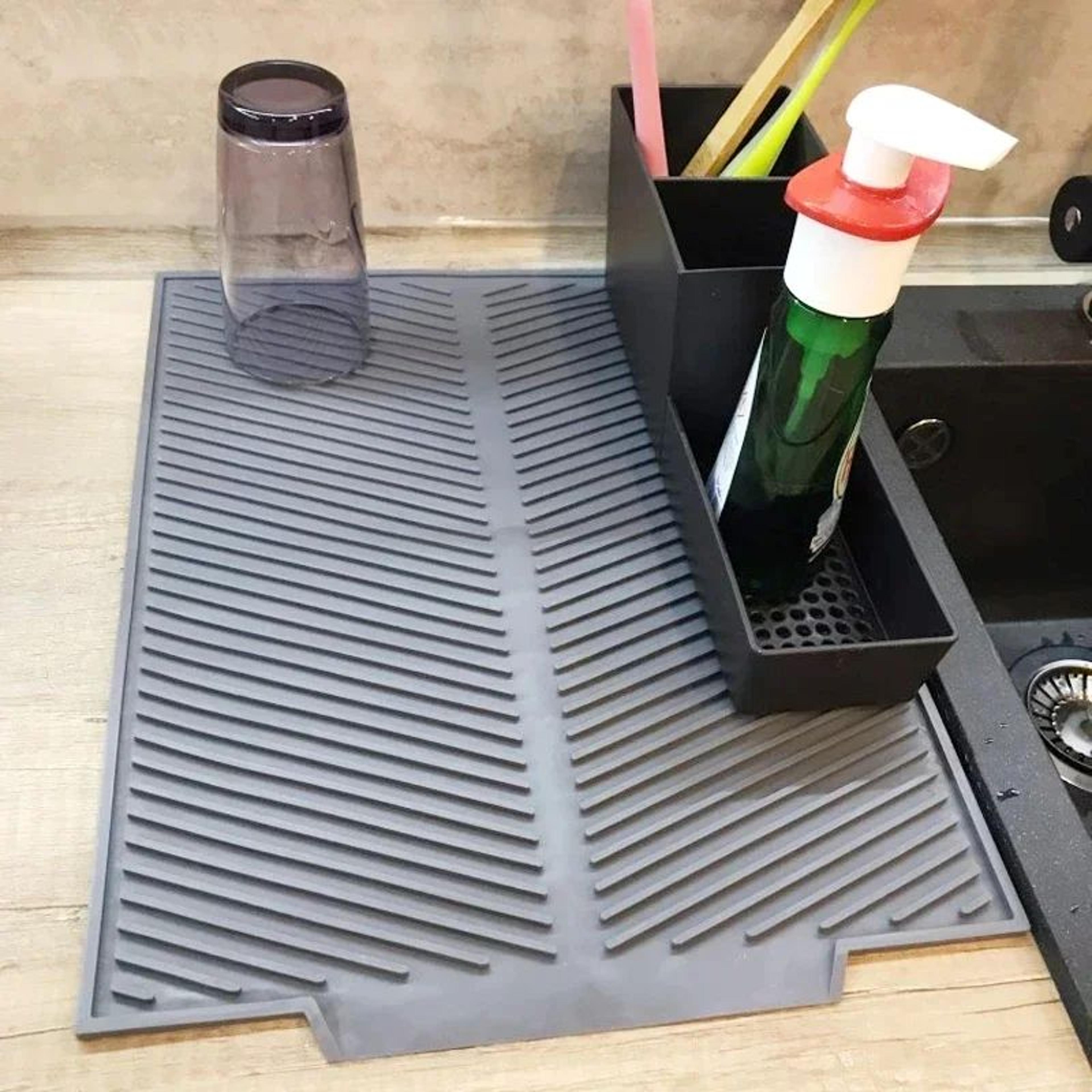 dryguard silicone dish drying mat – heat-resistant anti-slip kitchen drain pad & counter protector