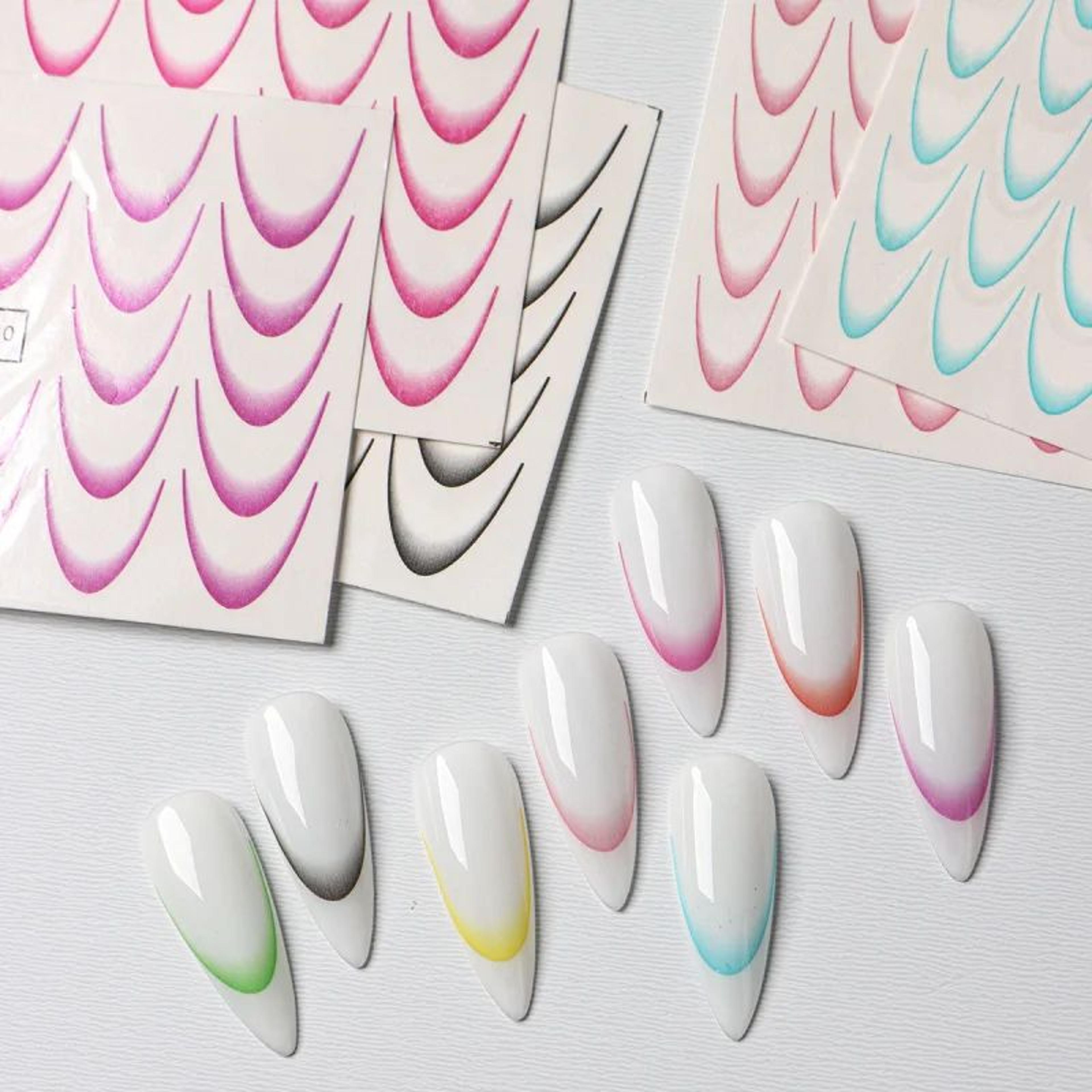 BloomWave Gradient French Nail Art Stickers  Ink Blooming Ombre Water Transfer Decals 8 Sheets 4