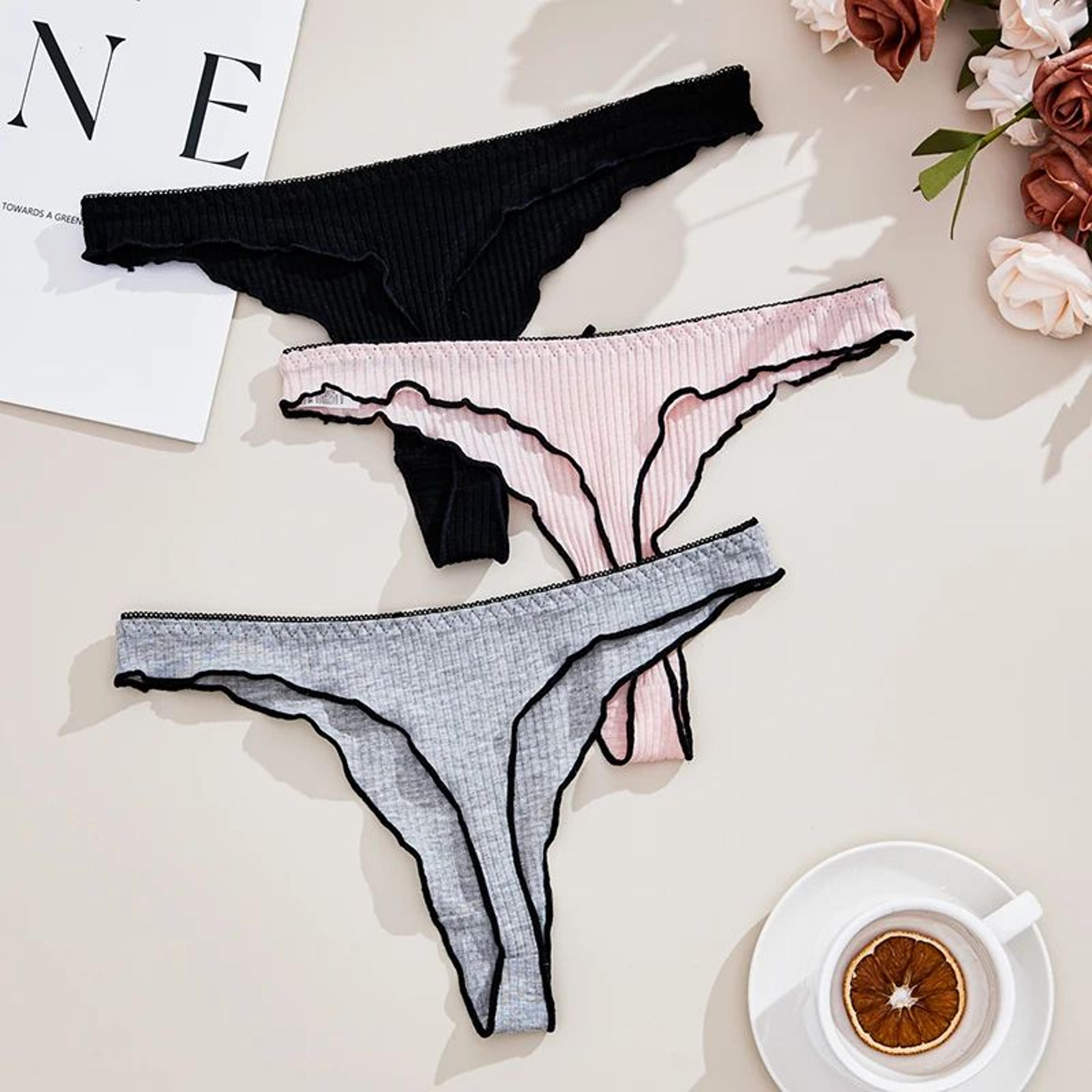 ComfortFit Womens Cotton Thong Panties  LowRise Sexy Breathable Underwear Set 3pcs 4